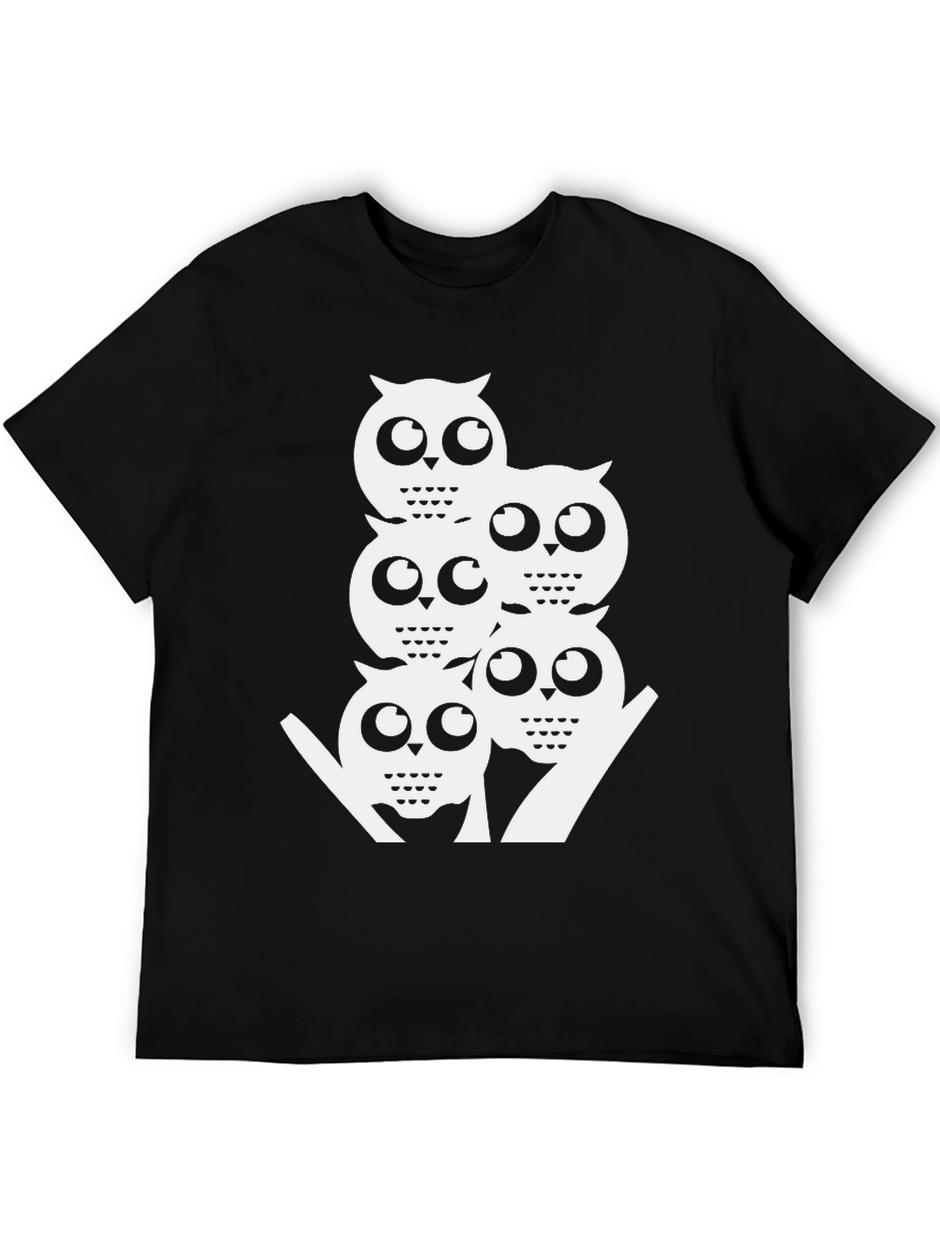 Cool Owl Stack Tee - Black Graphic T-Shirt
