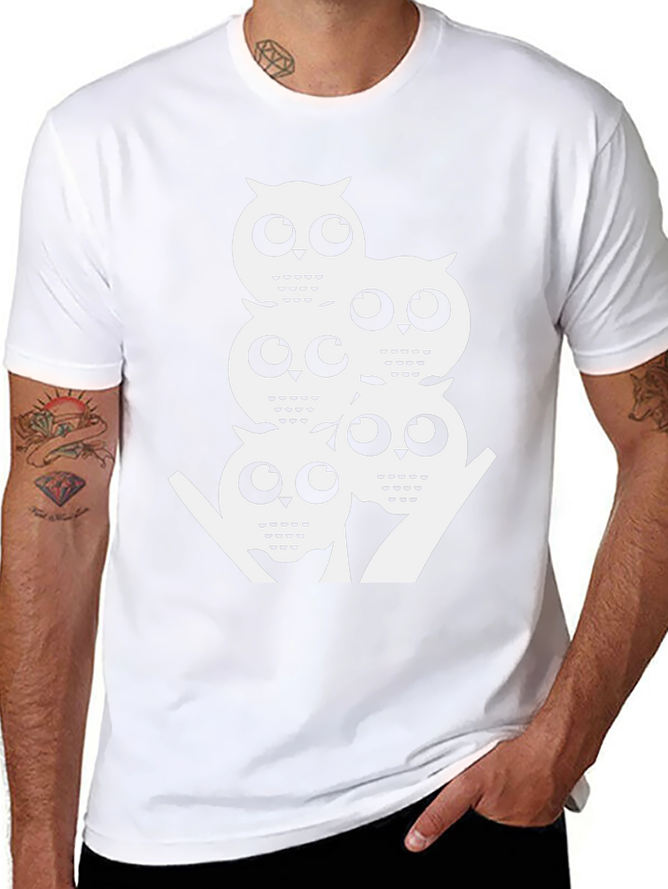 Cool Owl Stack Tee - Black Graphic T-Shirt
