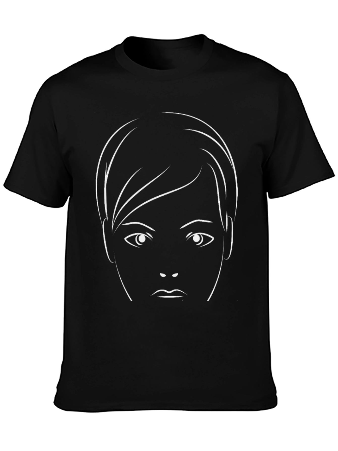 Black T-Shirt with Abstract Face Design