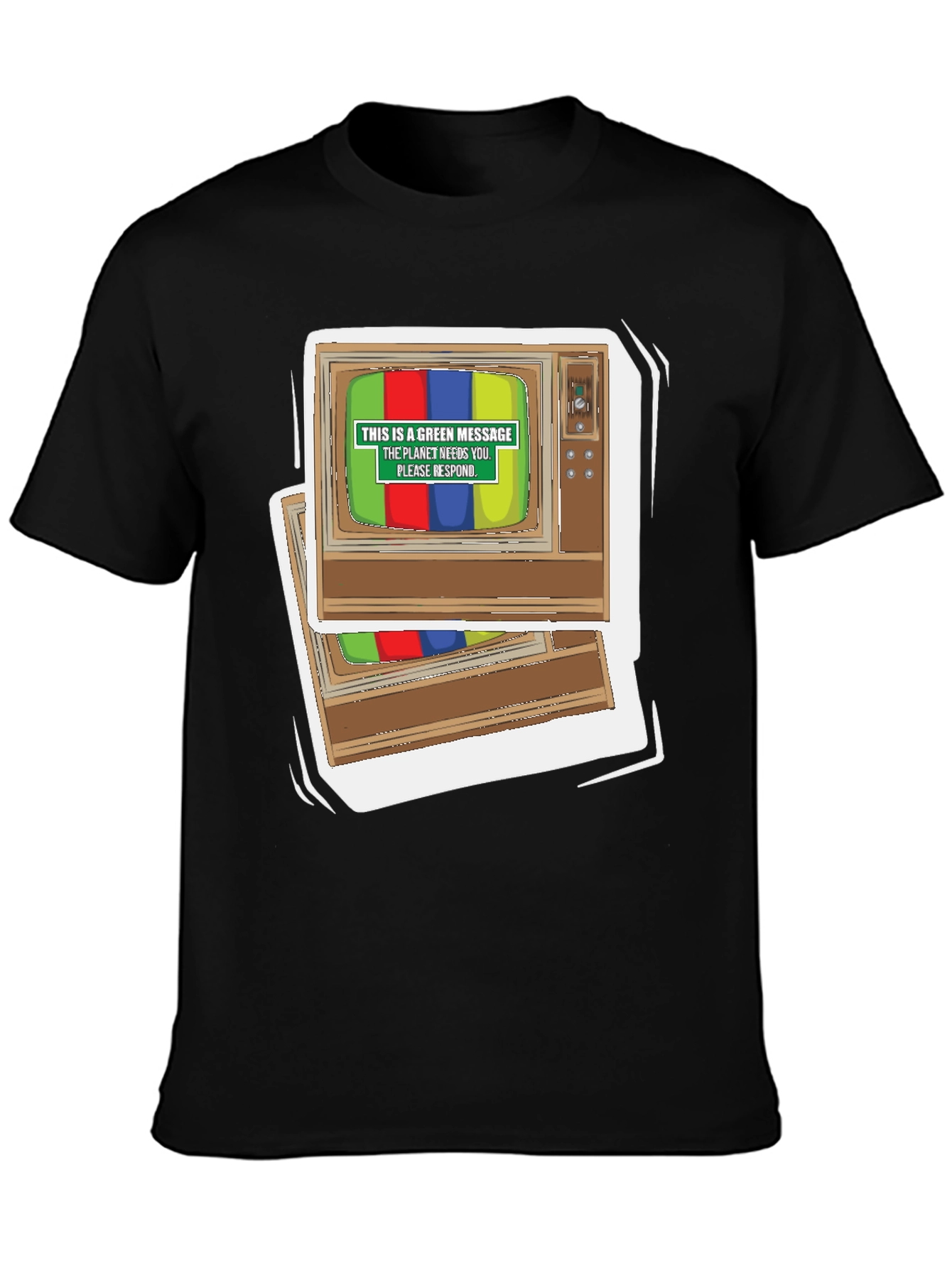 Retro TV Green Message Graphic Tee