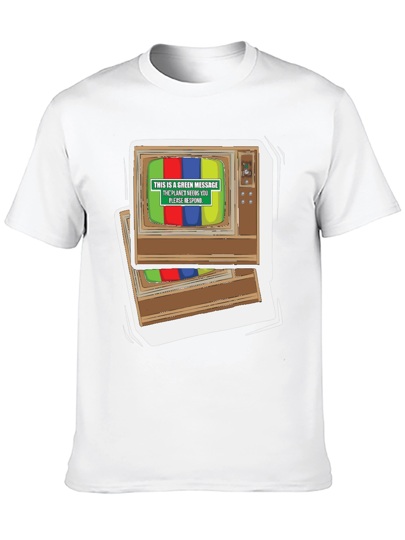 Retro TV Green Message Graphic Tee