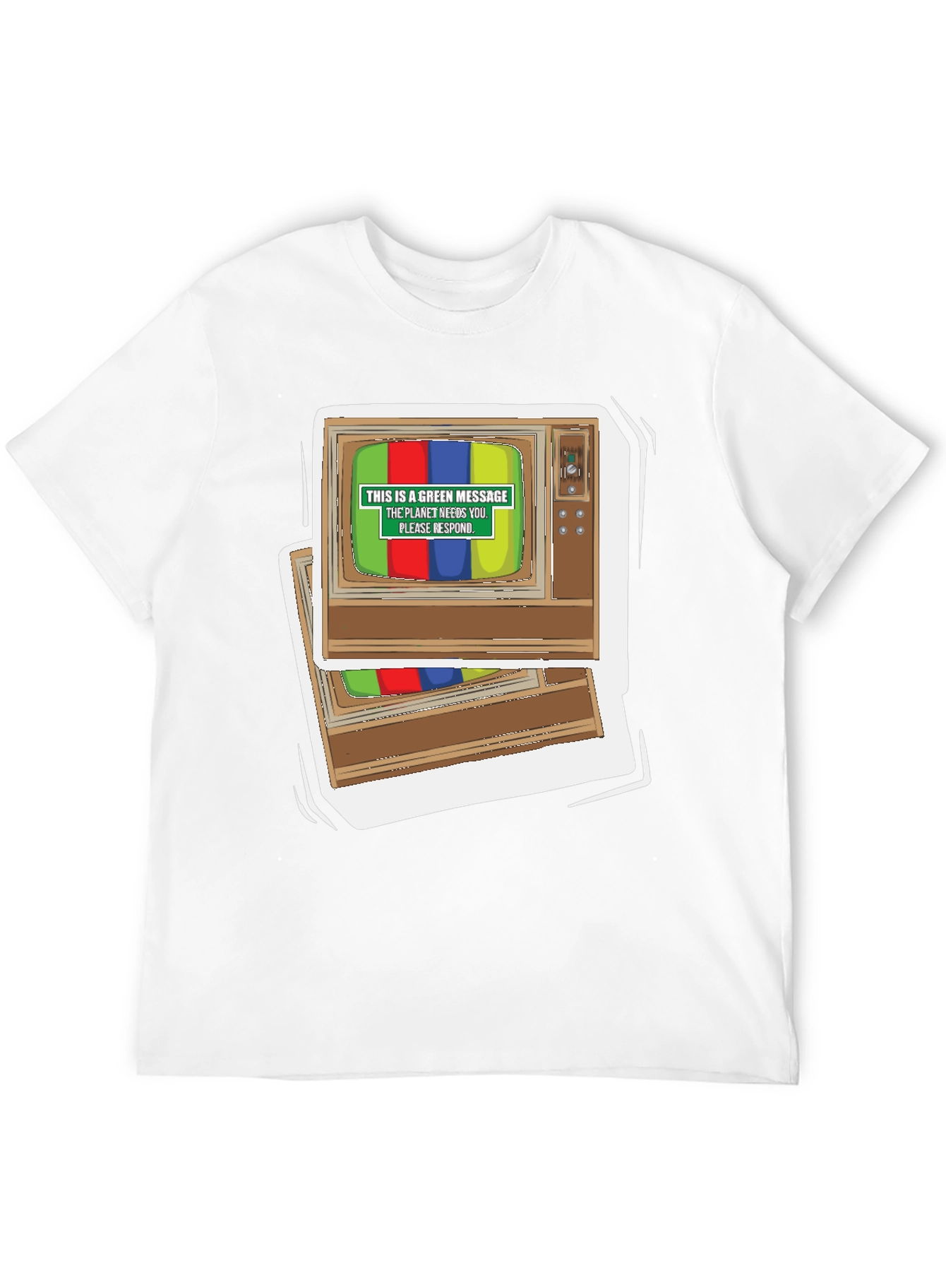 Retro TV Green Message Graphic Tee