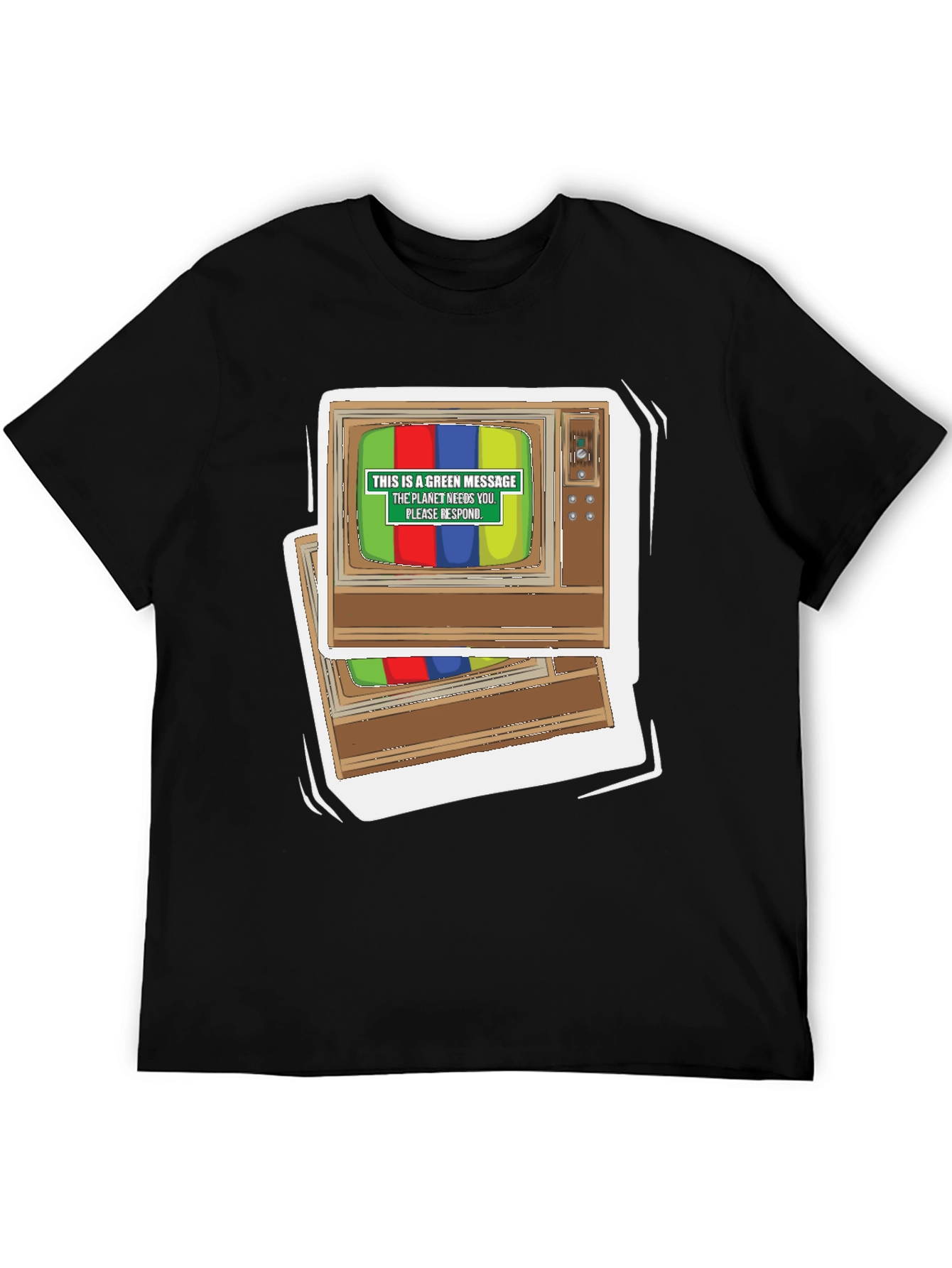 Retro TV Green Message Graphic Tee
