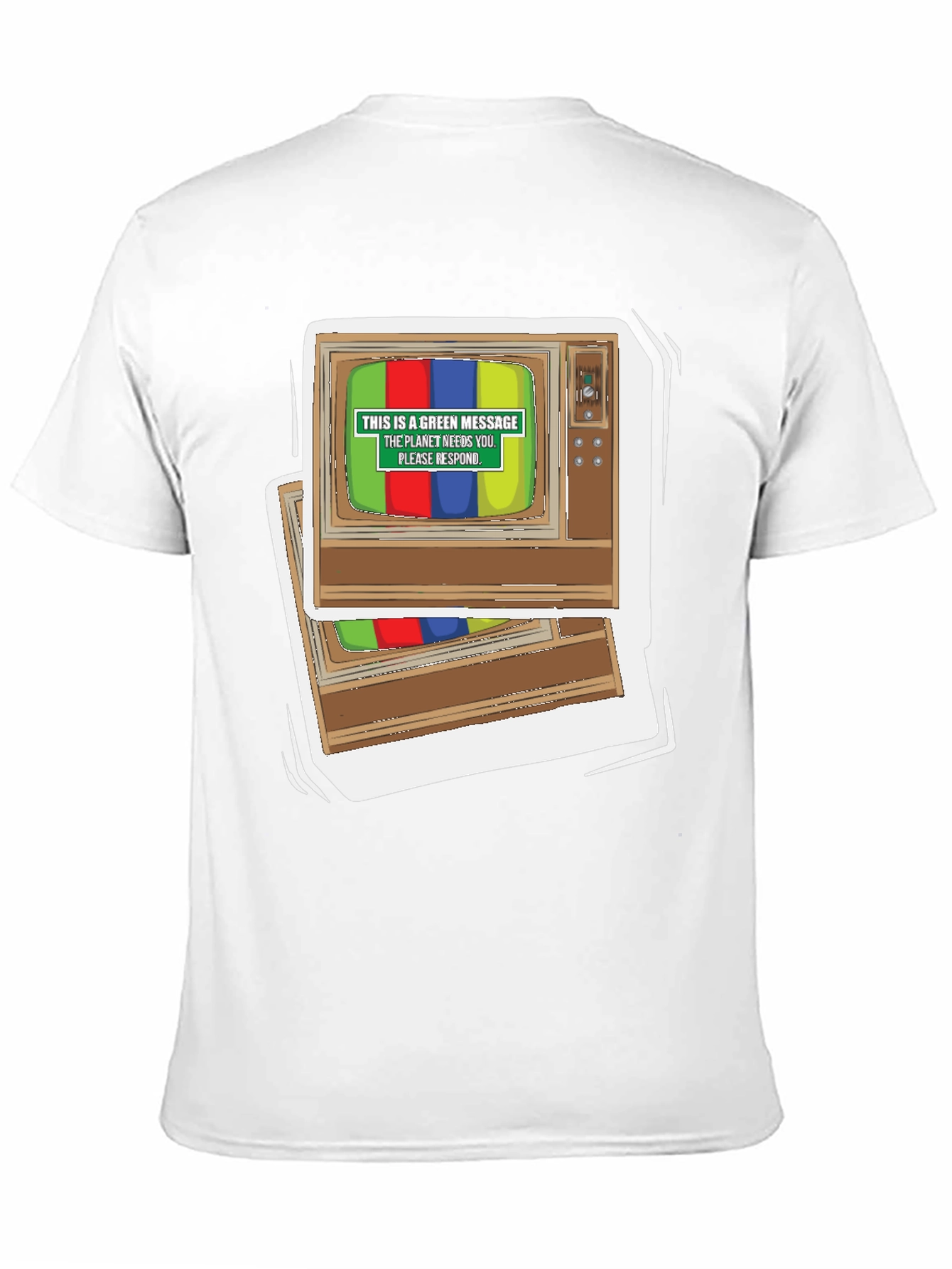 Retro TV Green Message Graphic Tee