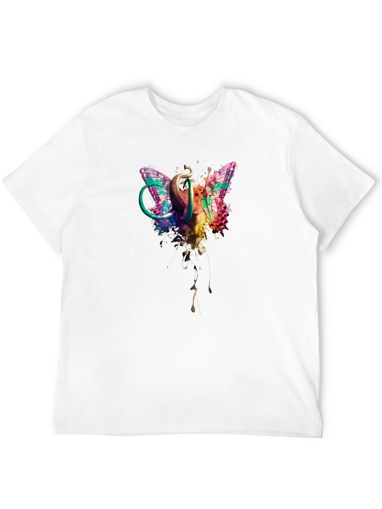 Butterfly Elephant Black T-Shirt