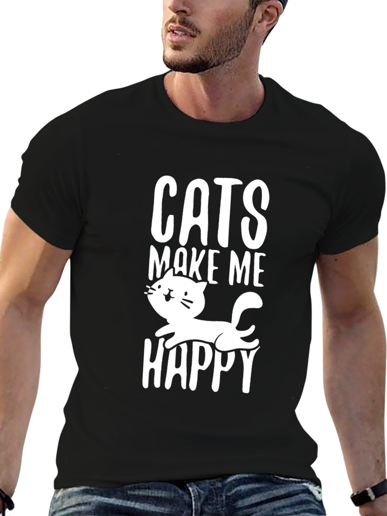 Cats Make Me Happy Graphic T-Shirt