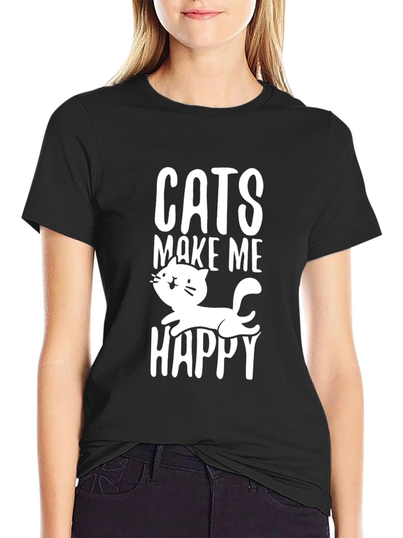 Cats Make Me Happy Graphic T-Shirt