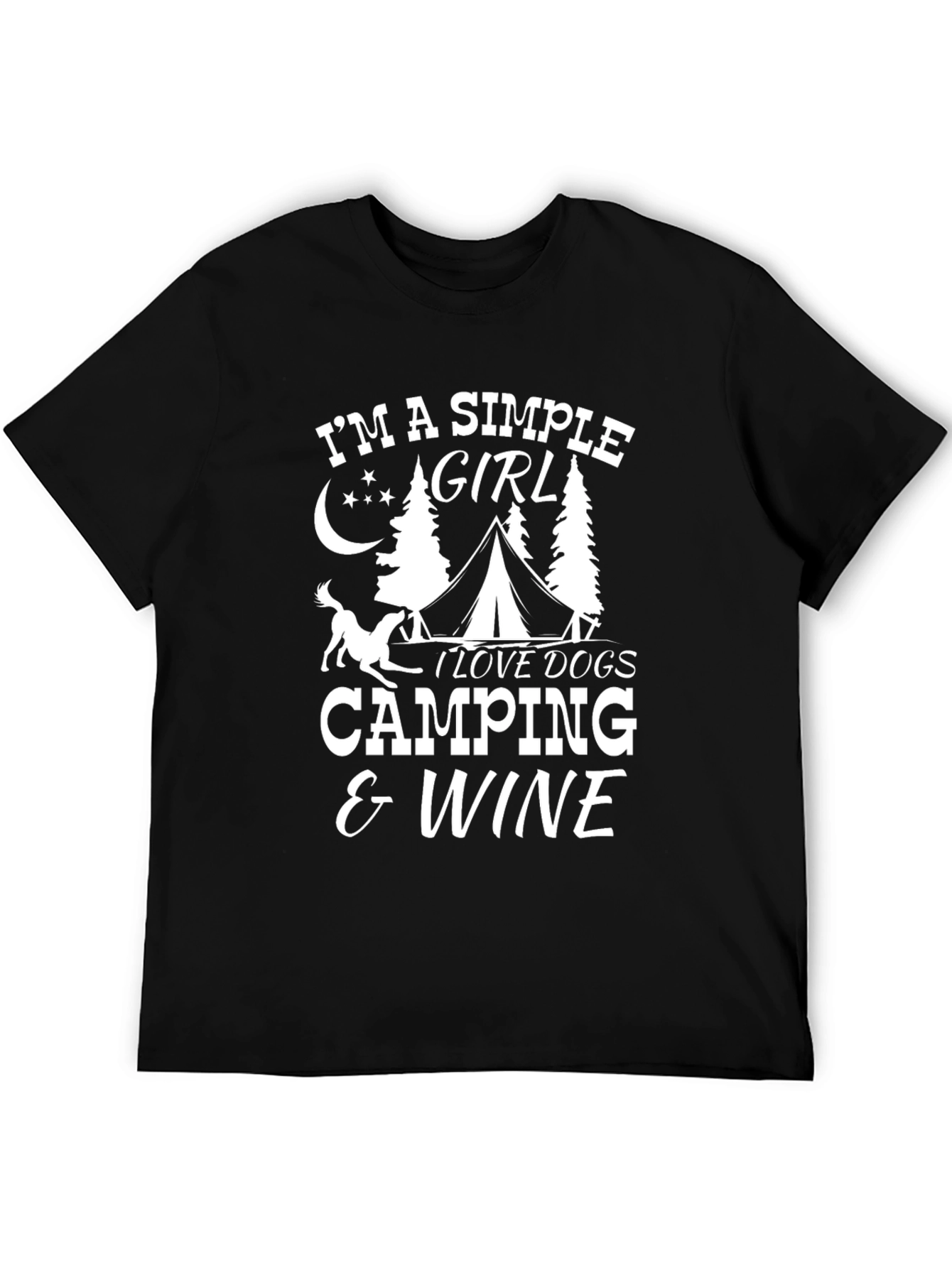 Simple Girl Camping & Wine Graphic T-Shirt
