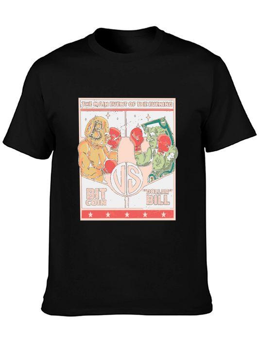 Bitcoin vs Dollar Bill Black T-Shirt
