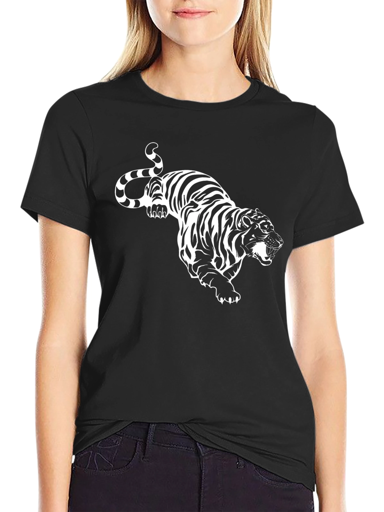 Bold Black Tiger Graphic Tee - Statement Style
