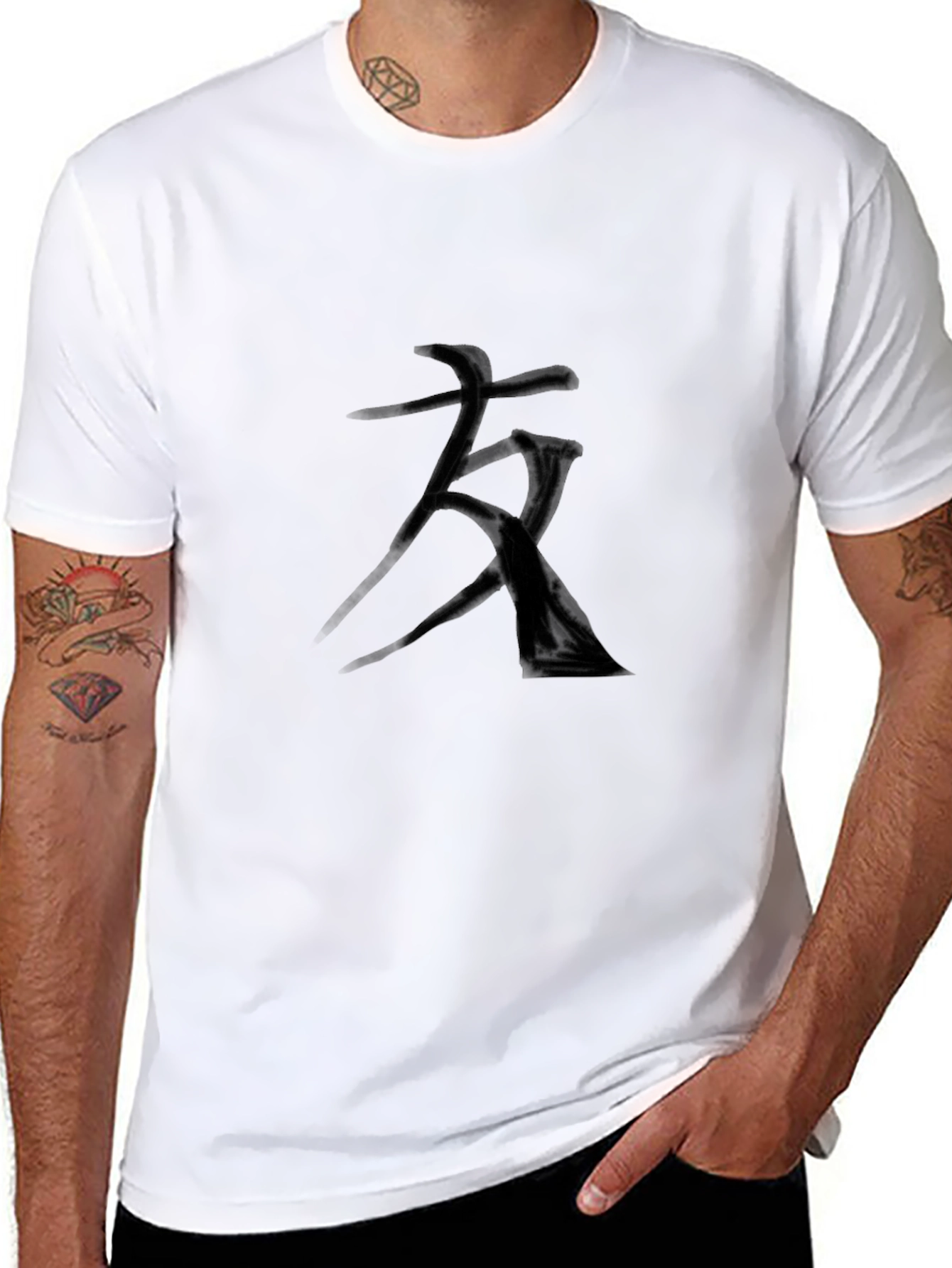 Black T-Shirt with Kanji Character