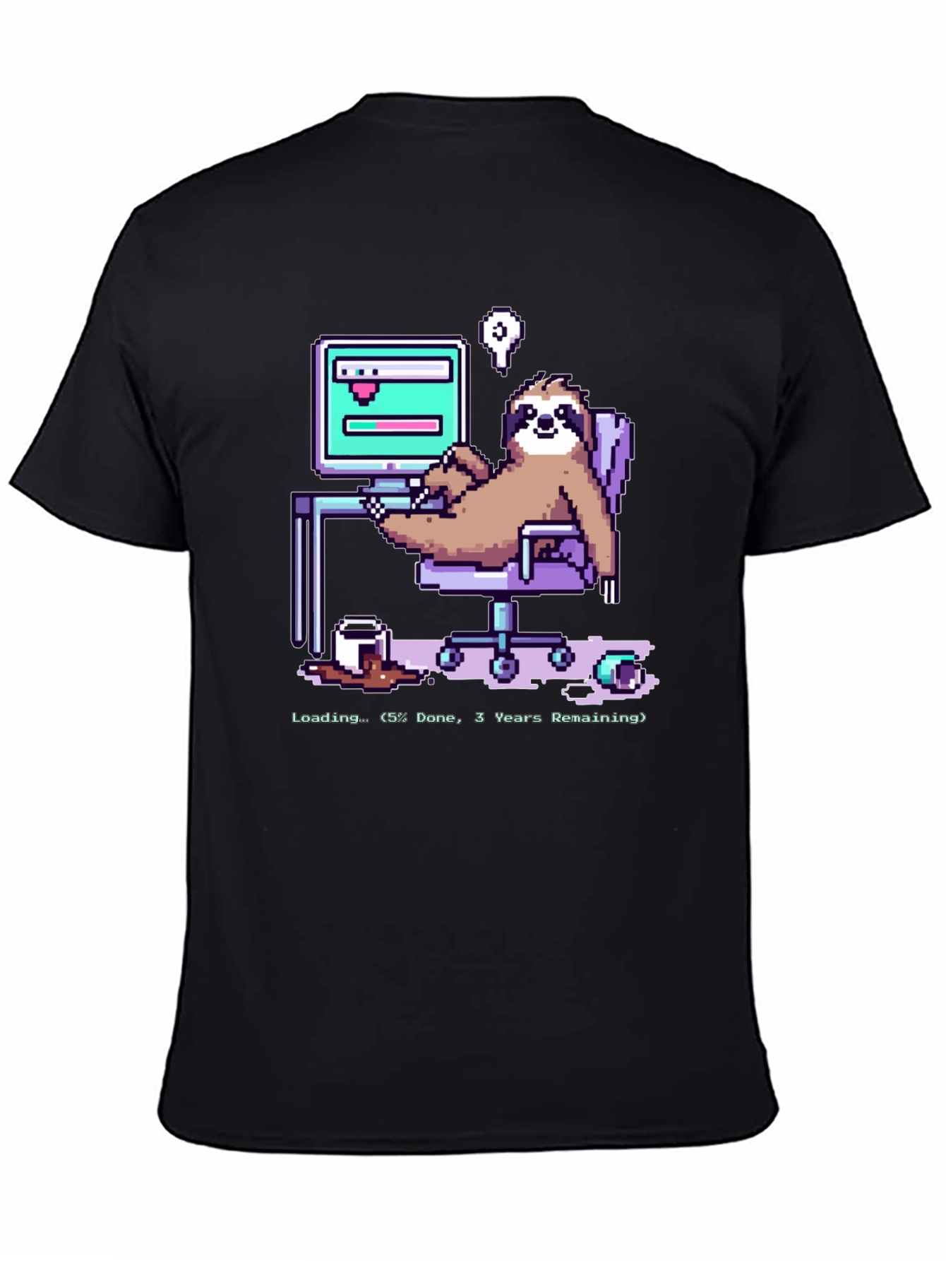 Sloth Programmer Funny Pixel T-Shirt