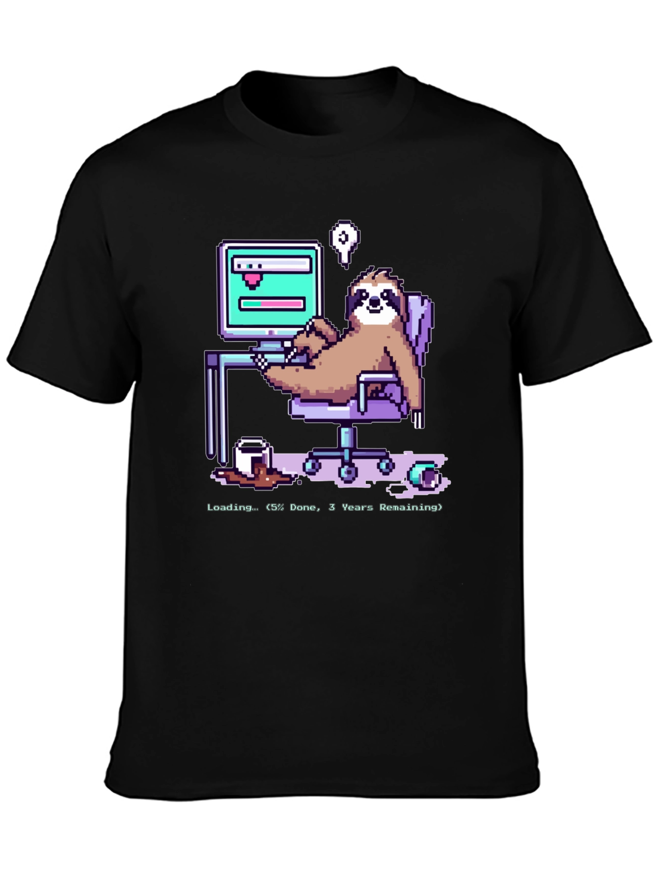 Sloth Programmer Funny Pixel T-Shirt