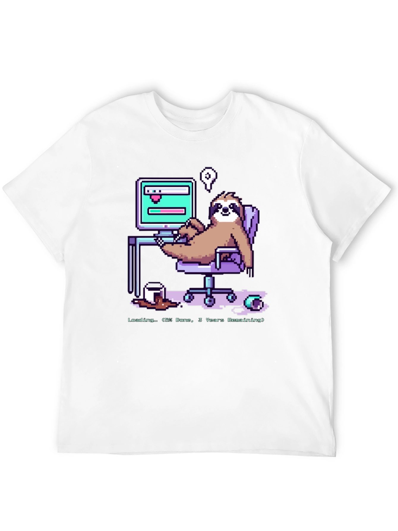 Sloth Programmer Funny Pixel T-Shirt