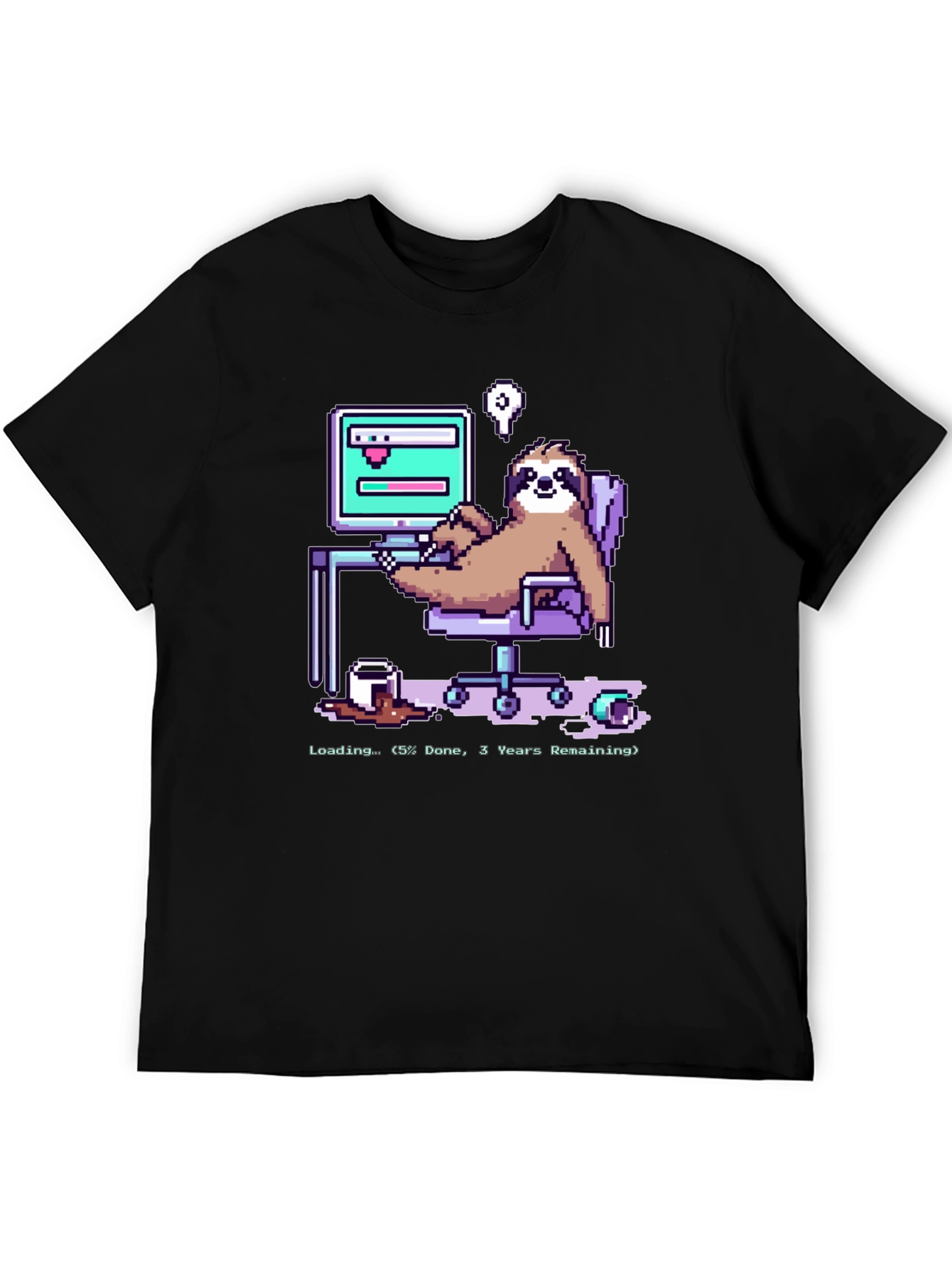 Sloth Programmer Funny Pixel T-Shirt