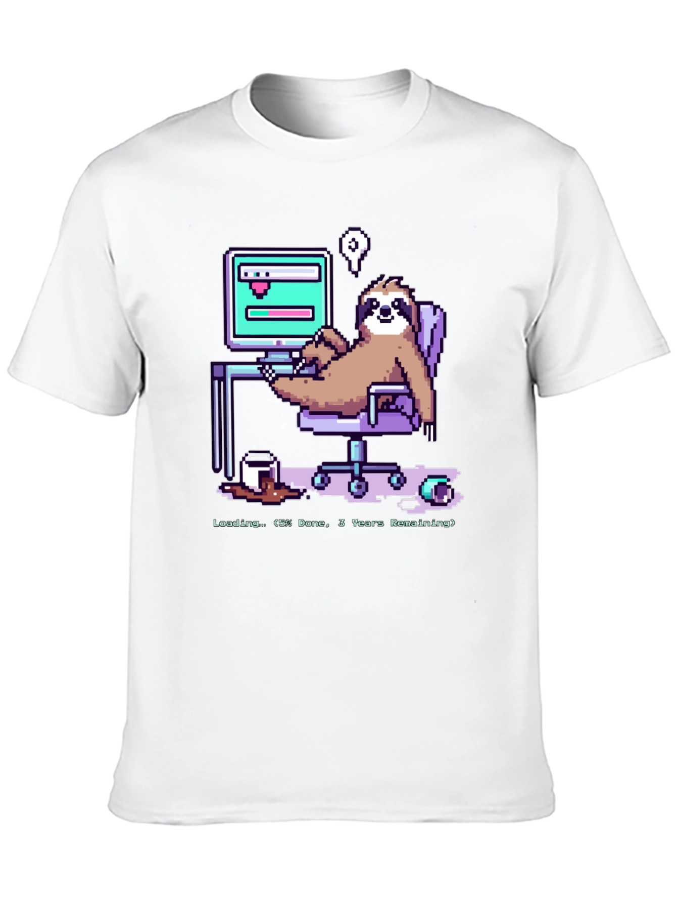 Sloth Programmer Funny Pixel T-Shirt
