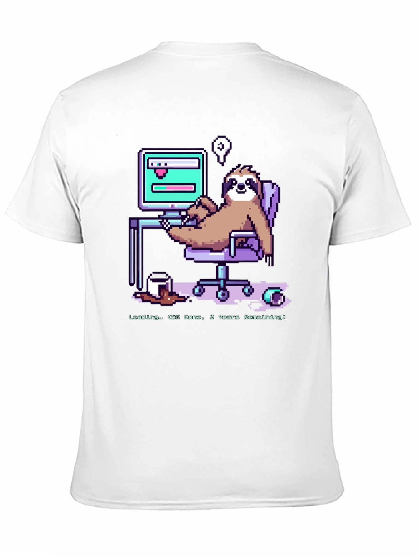 Sloth Programmer Funny Pixel T-Shirt