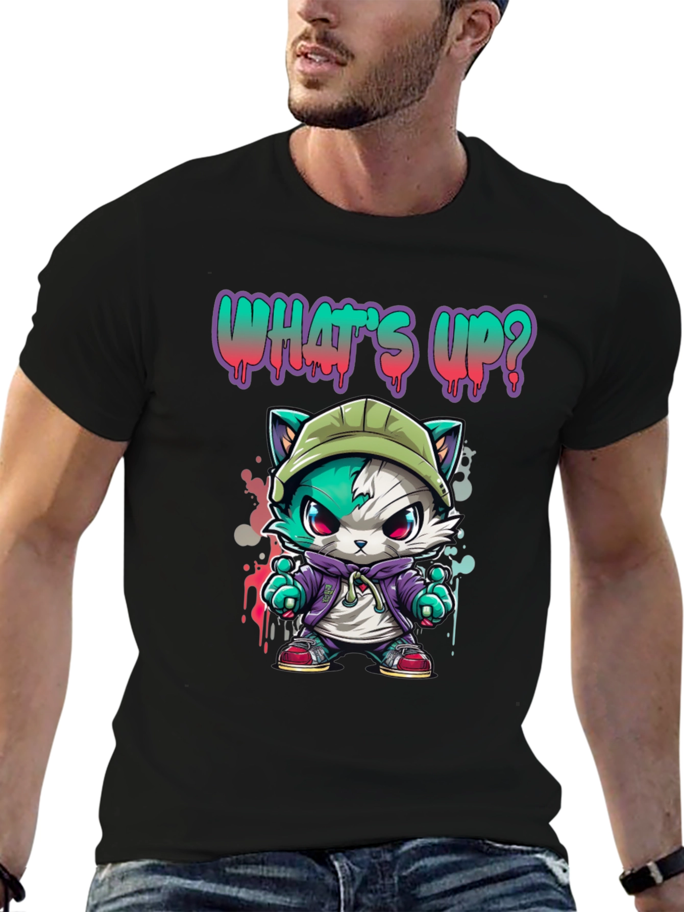 Cool Cat Graffiti T-Shirt - Urban Style