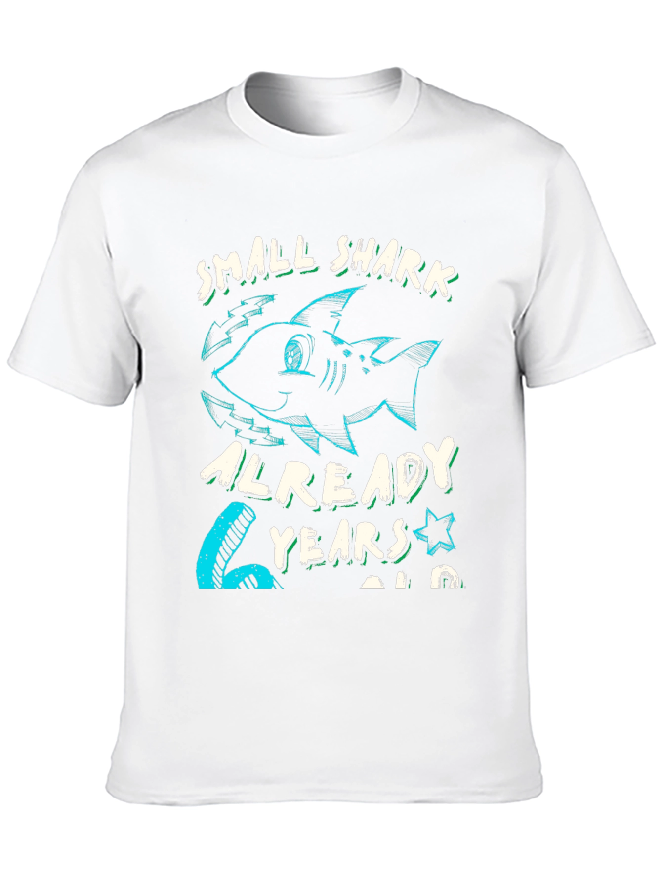 Small Shark 6 Years Old Birthday T-Shirt