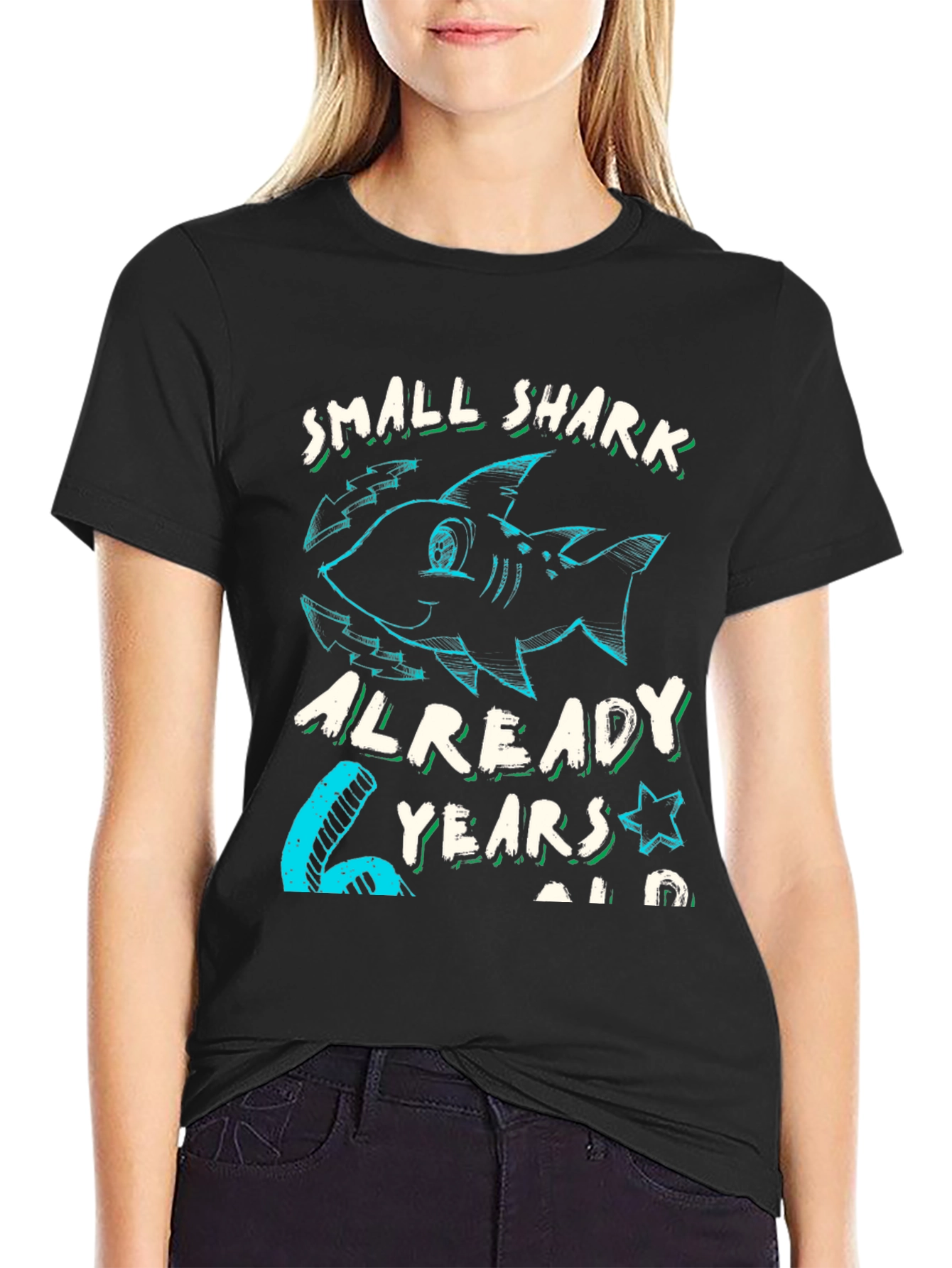 Small Shark 6 Years Old Birthday T-Shirt