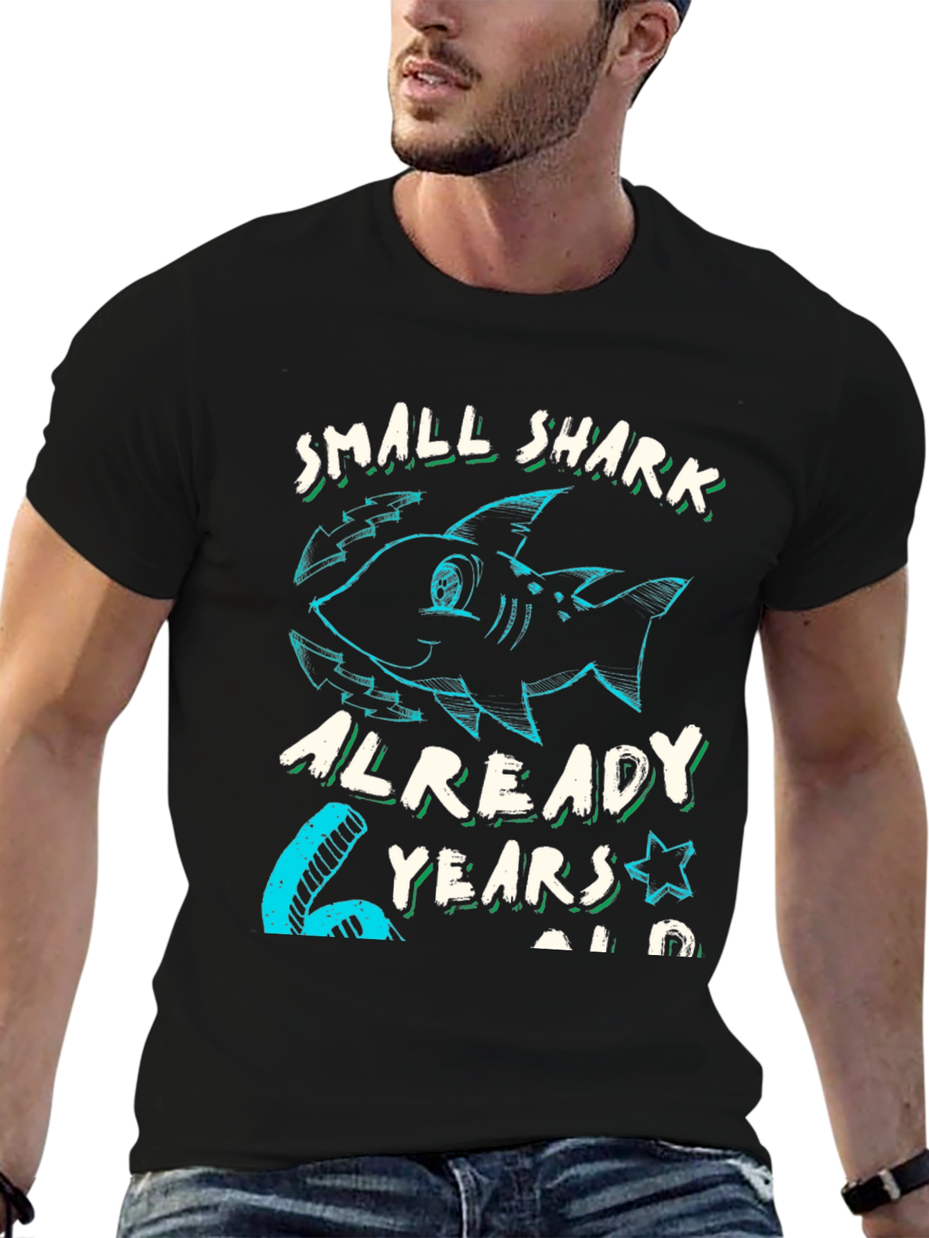 Small Shark 6 Years Old Birthday T-Shirt