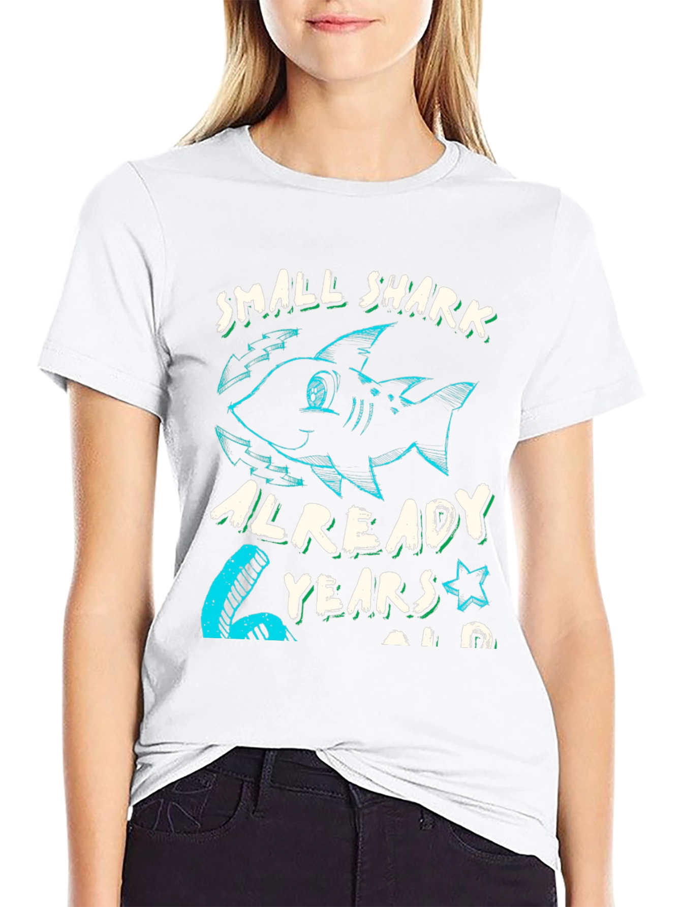 Small Shark 6 Years Old Birthday T-Shirt