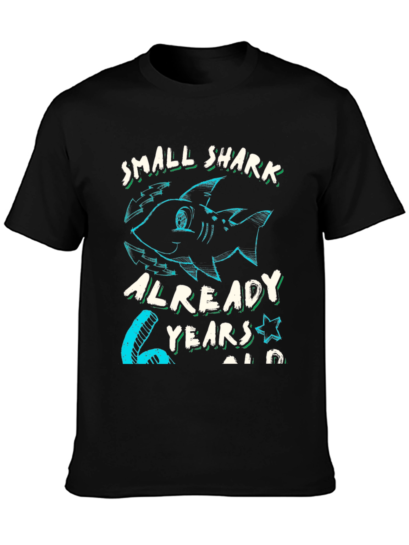 Small Shark 6 Years Old Birthday T-Shirt