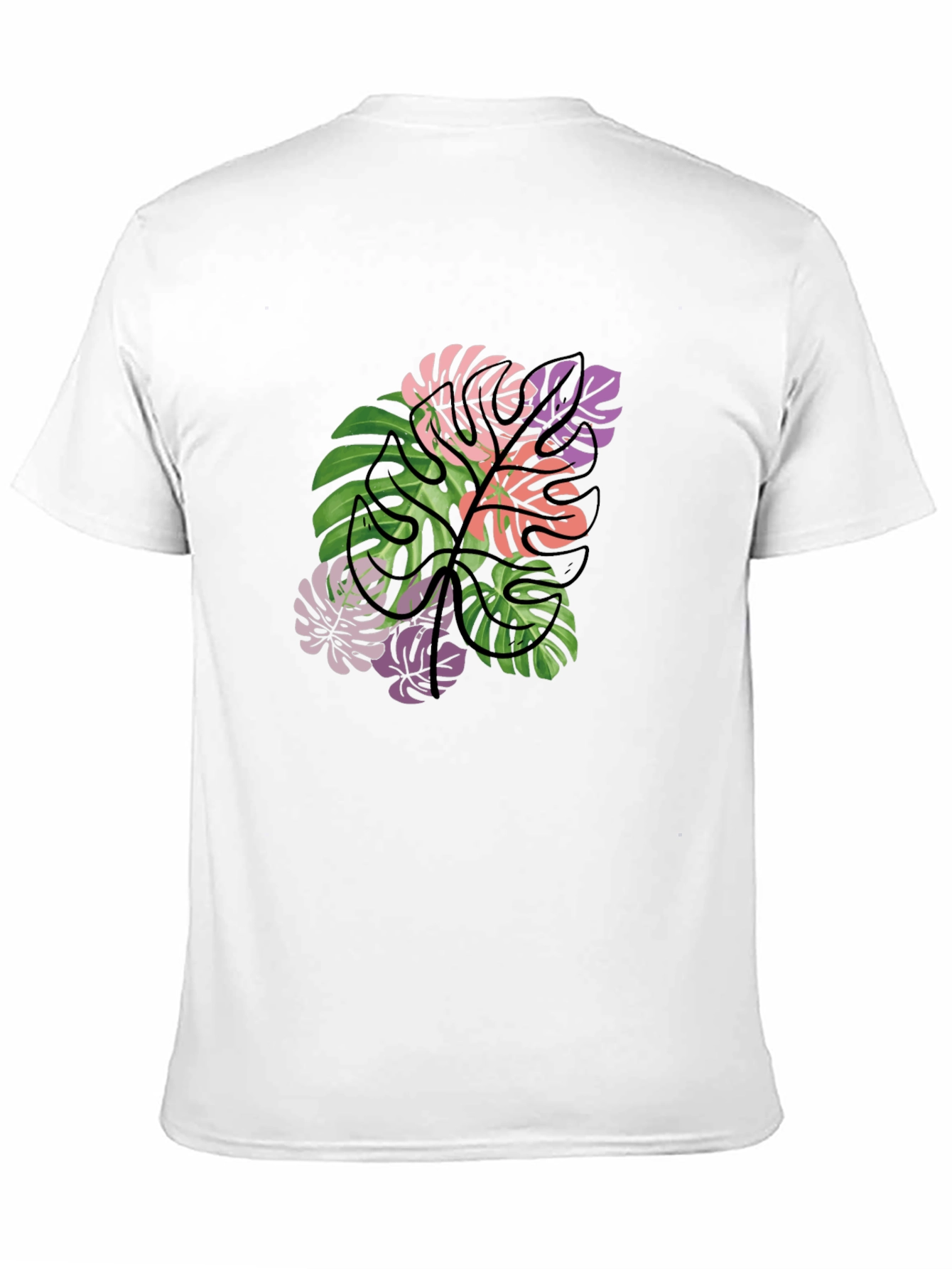 Tropical Monstera Leaf Graphic T-Shirt - Black