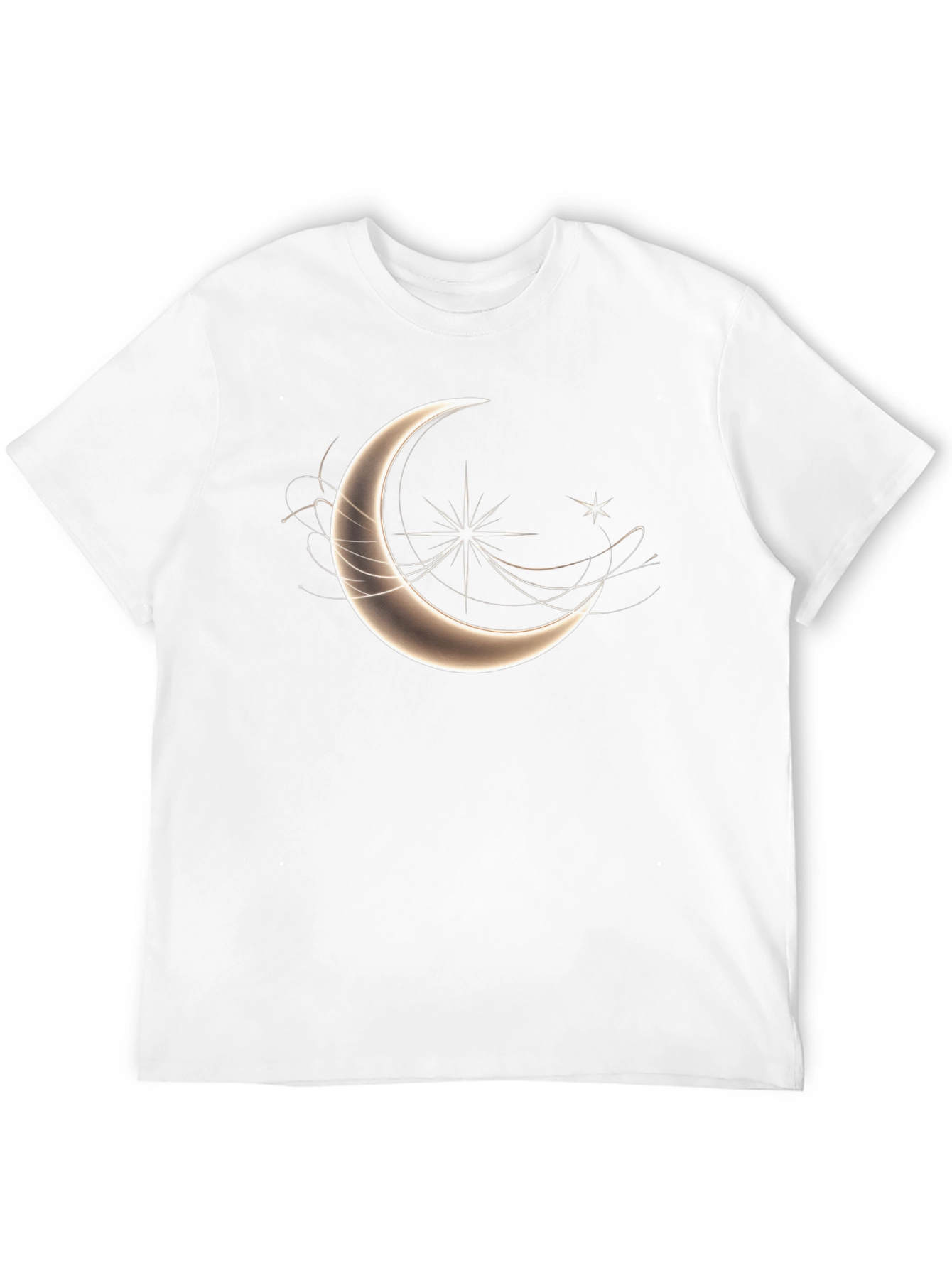Celestial Crescent Moon Star Graphic T-Shirt - Black