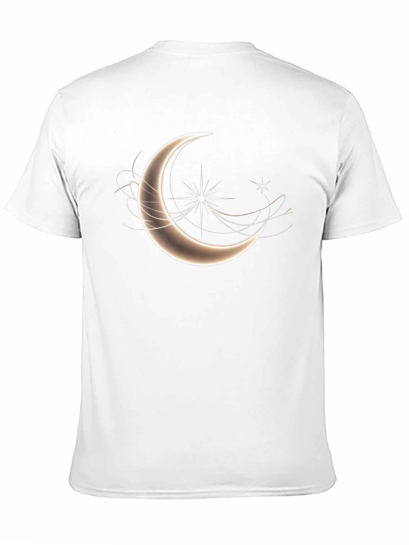 Celestial Crescent Moon Star Graphic T-Shirt - Black