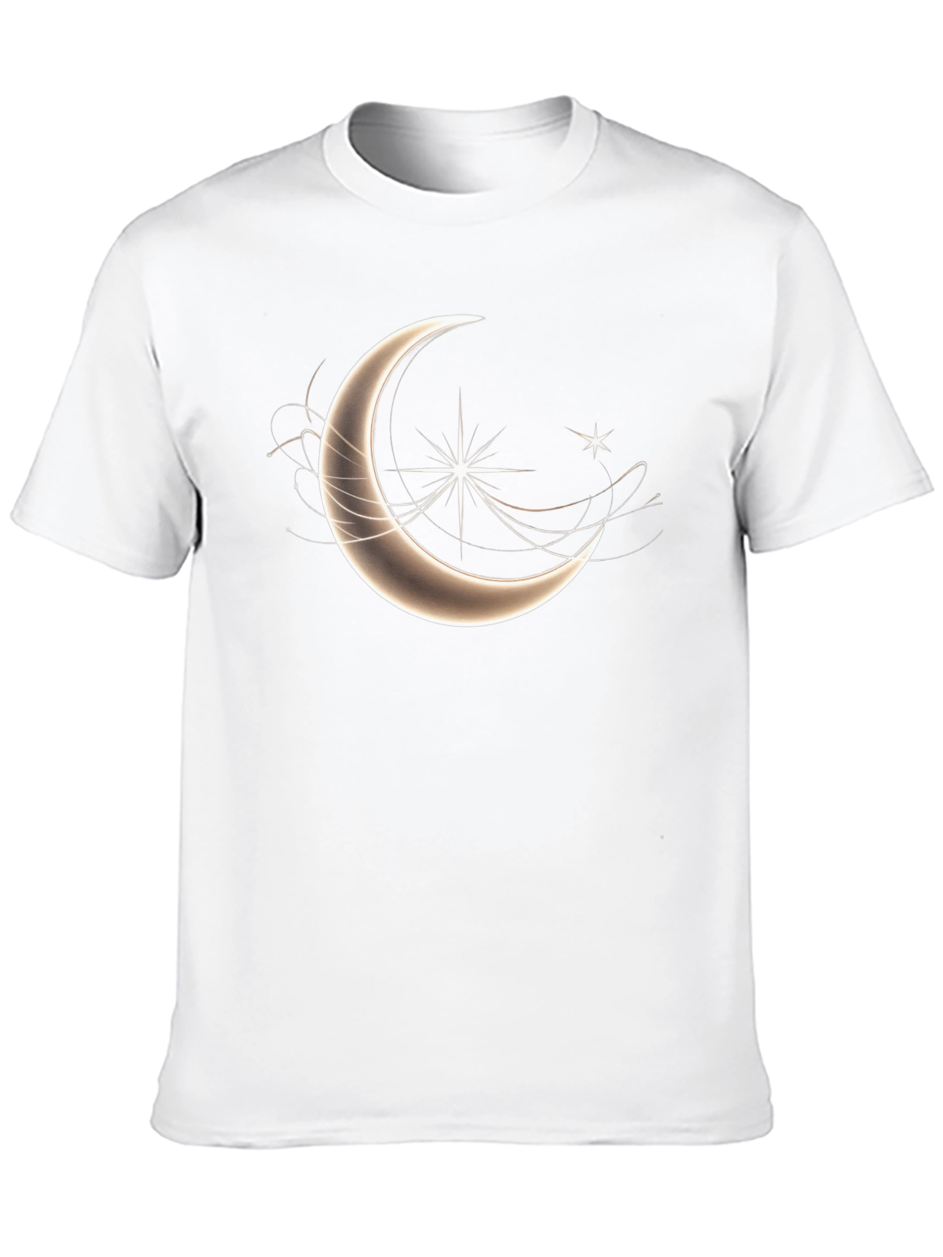 Celestial Crescent Moon Star Graphic T-Shirt - Black