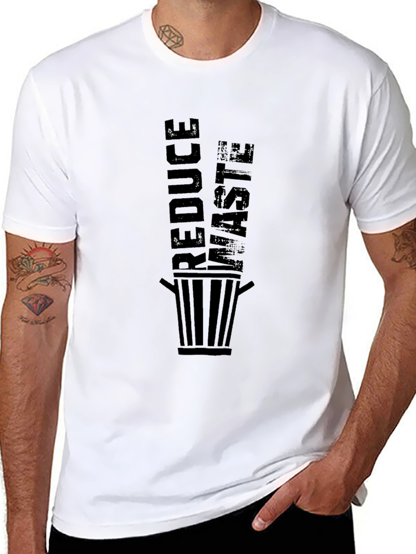 Reduce Waste Graphic Tee - Black Cotton T-Shirt