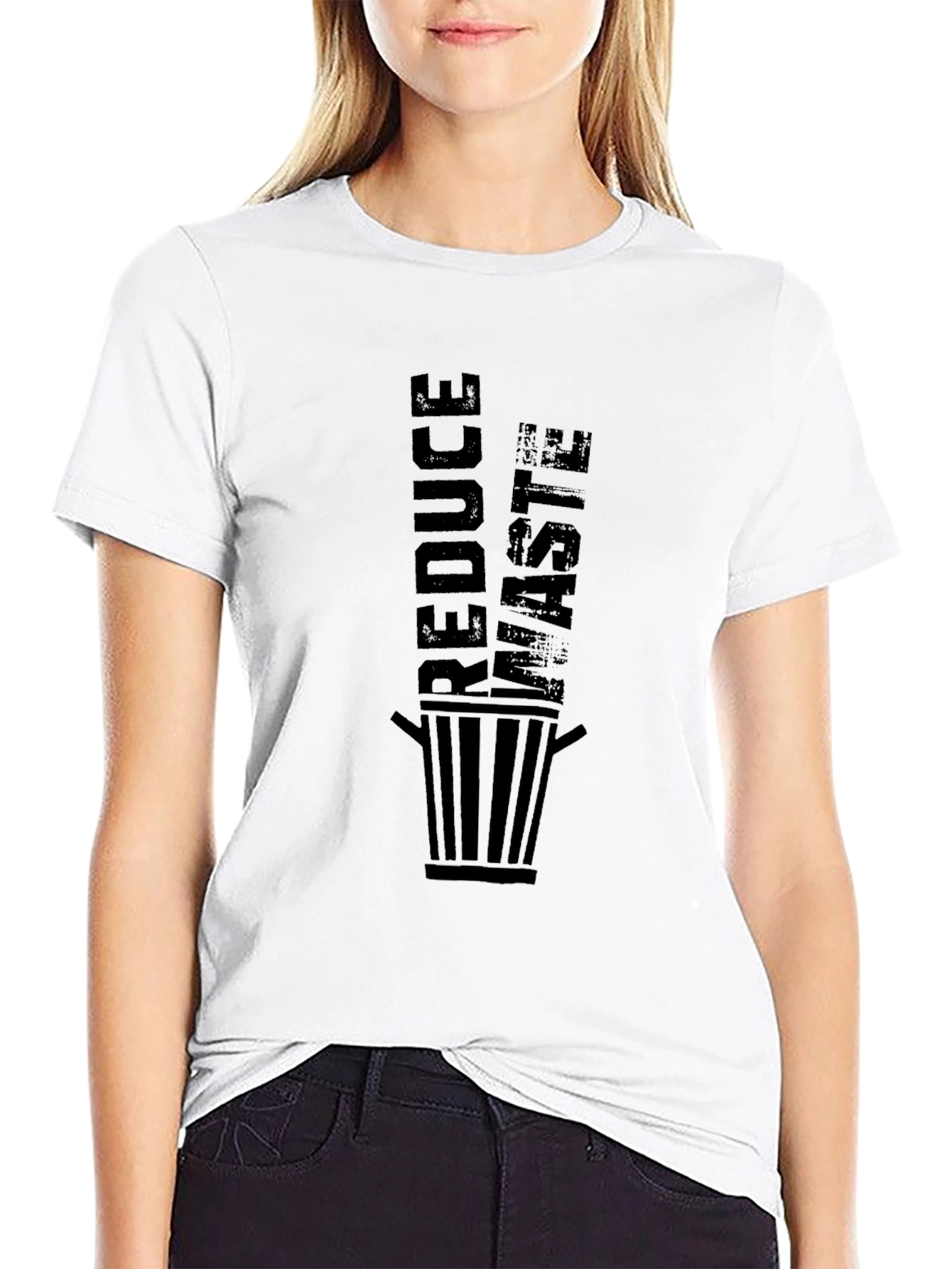Reduce Waste Graphic Tee - Black Cotton T-Shirt