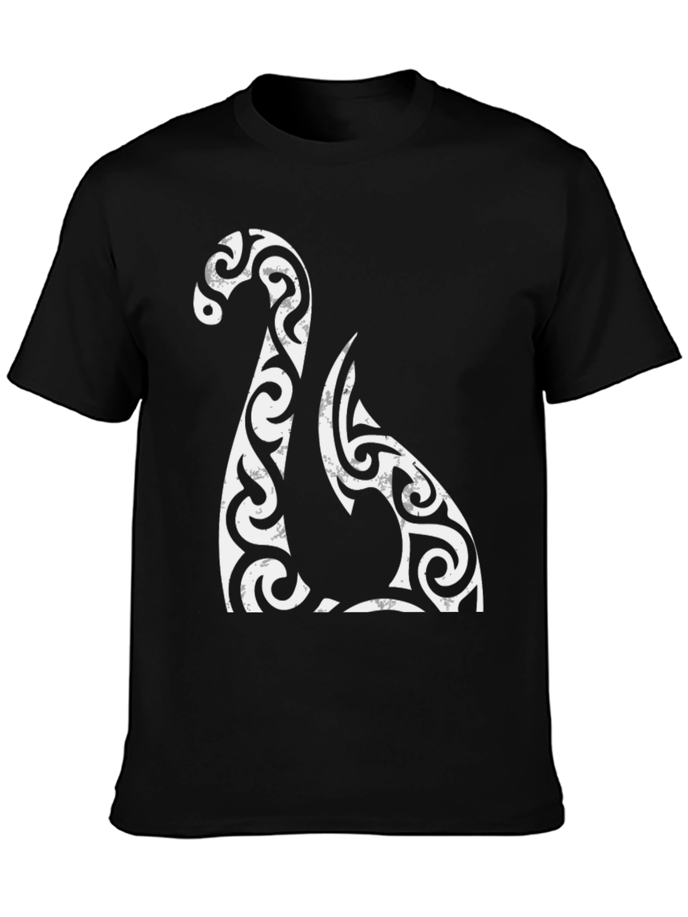 Tribal Dragon Graphic Tee - Black Cotton Blend T-Shirt