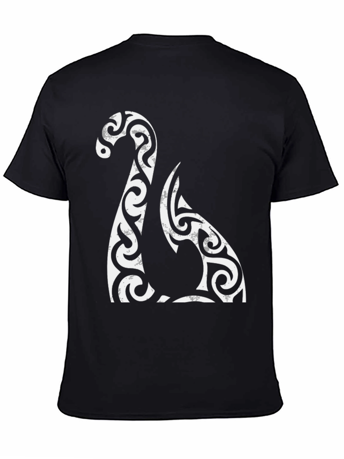 Tribal Dragon Graphic Tee - Black Cotton Blend T-Shirt