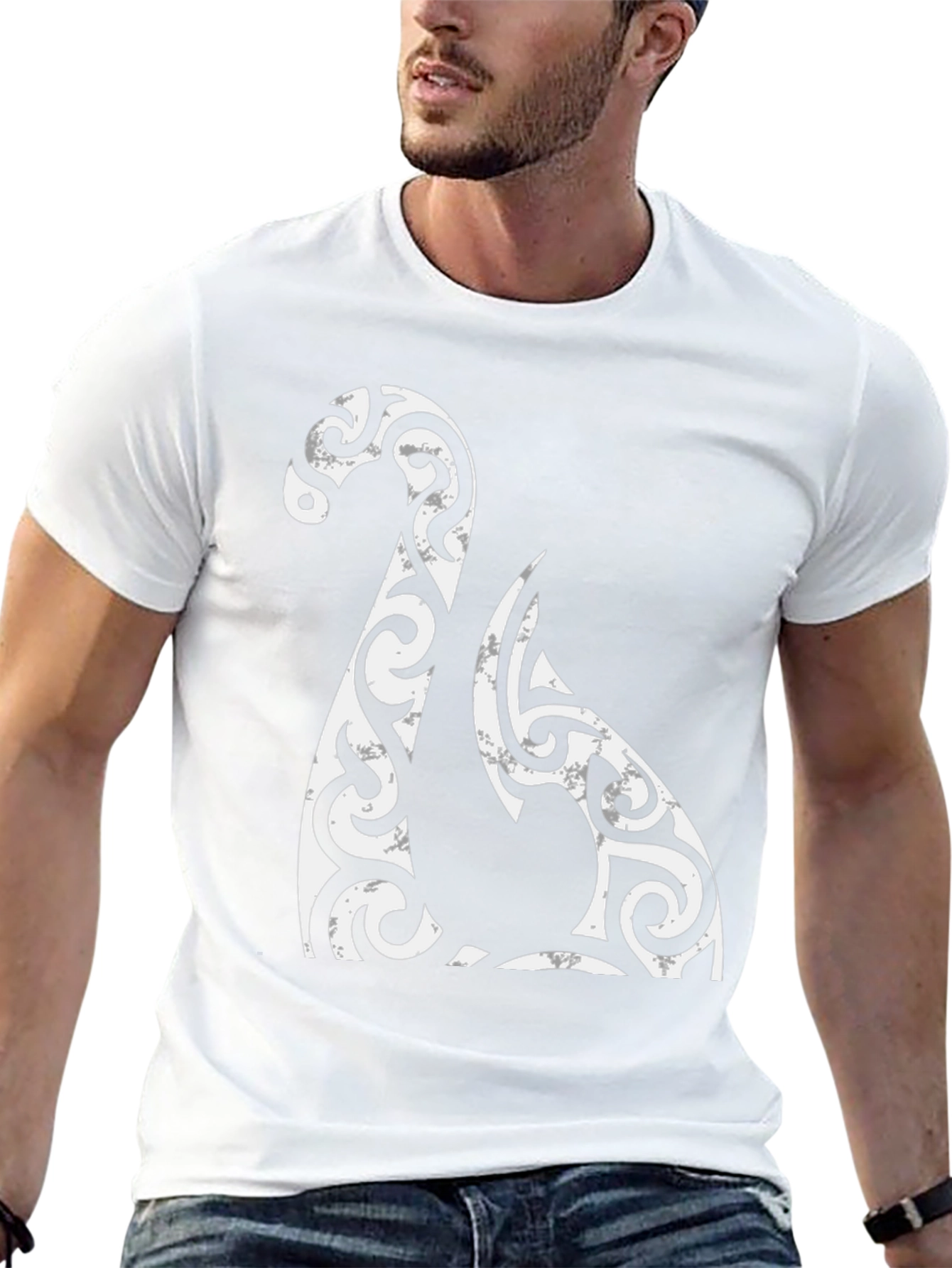 Tribal Dragon Graphic Tee - Black Cotton Blend T-Shirt