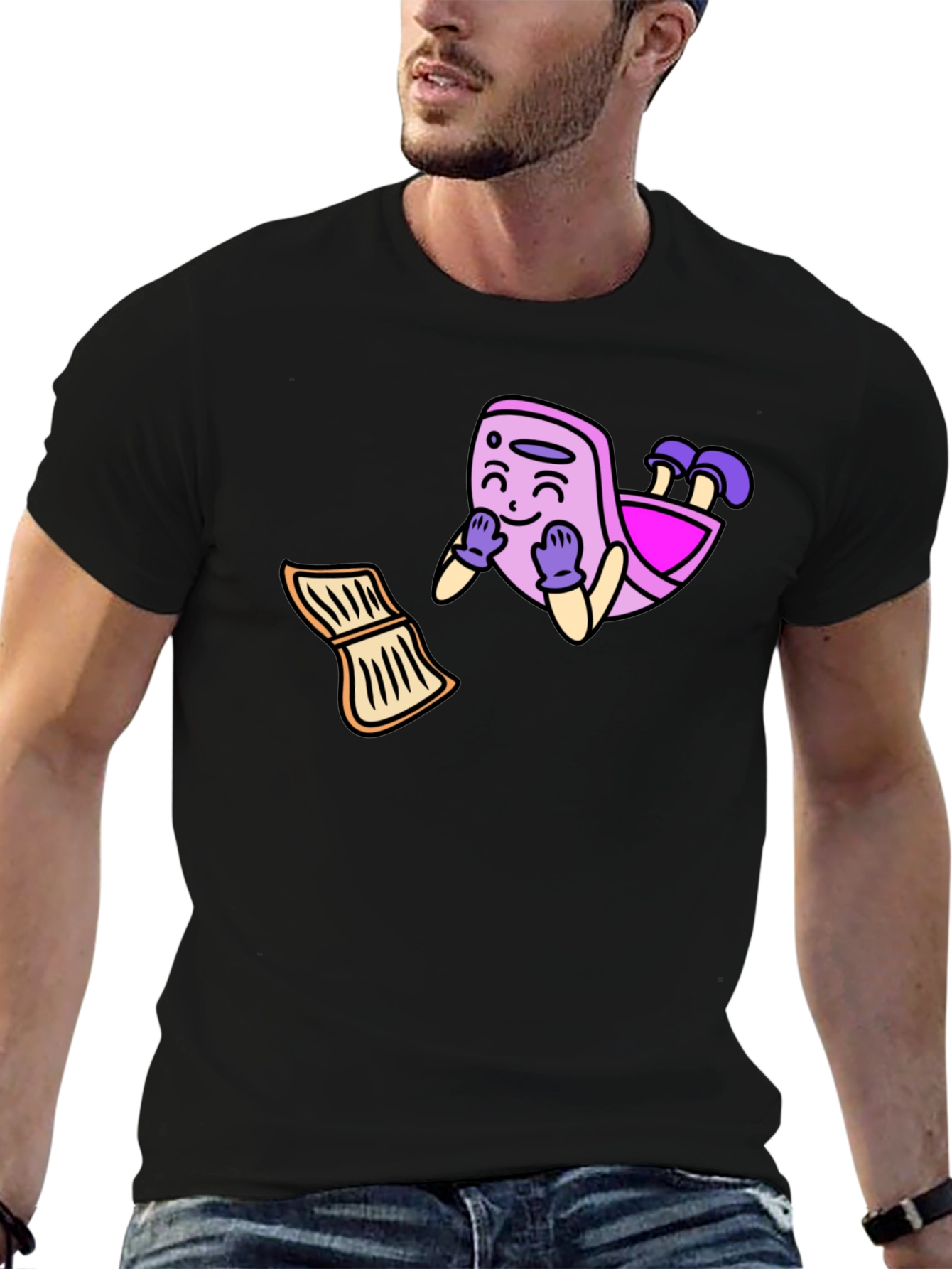 Cartoon Graphic Black T-Shirt