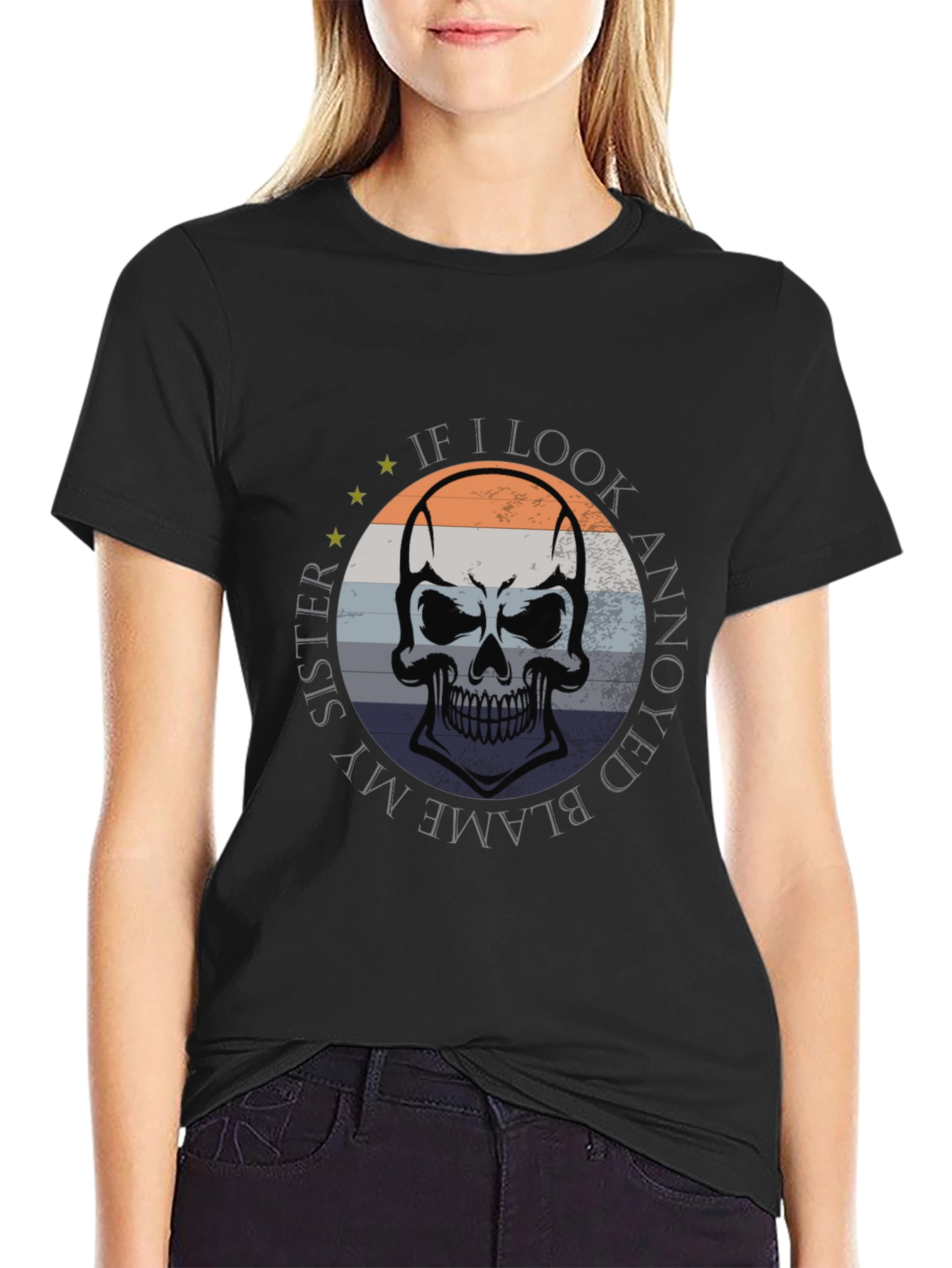Blame My Sister Skull Graphic Tee