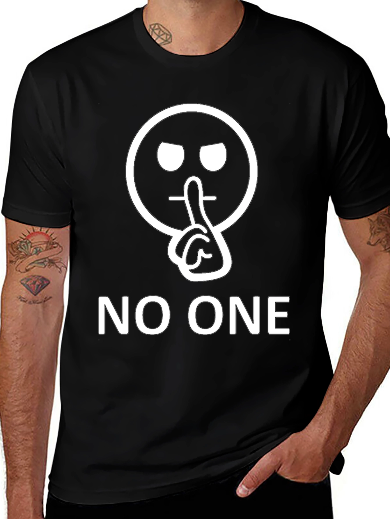 Shhh! No One T-Shirt - Novelty Graphic Tee