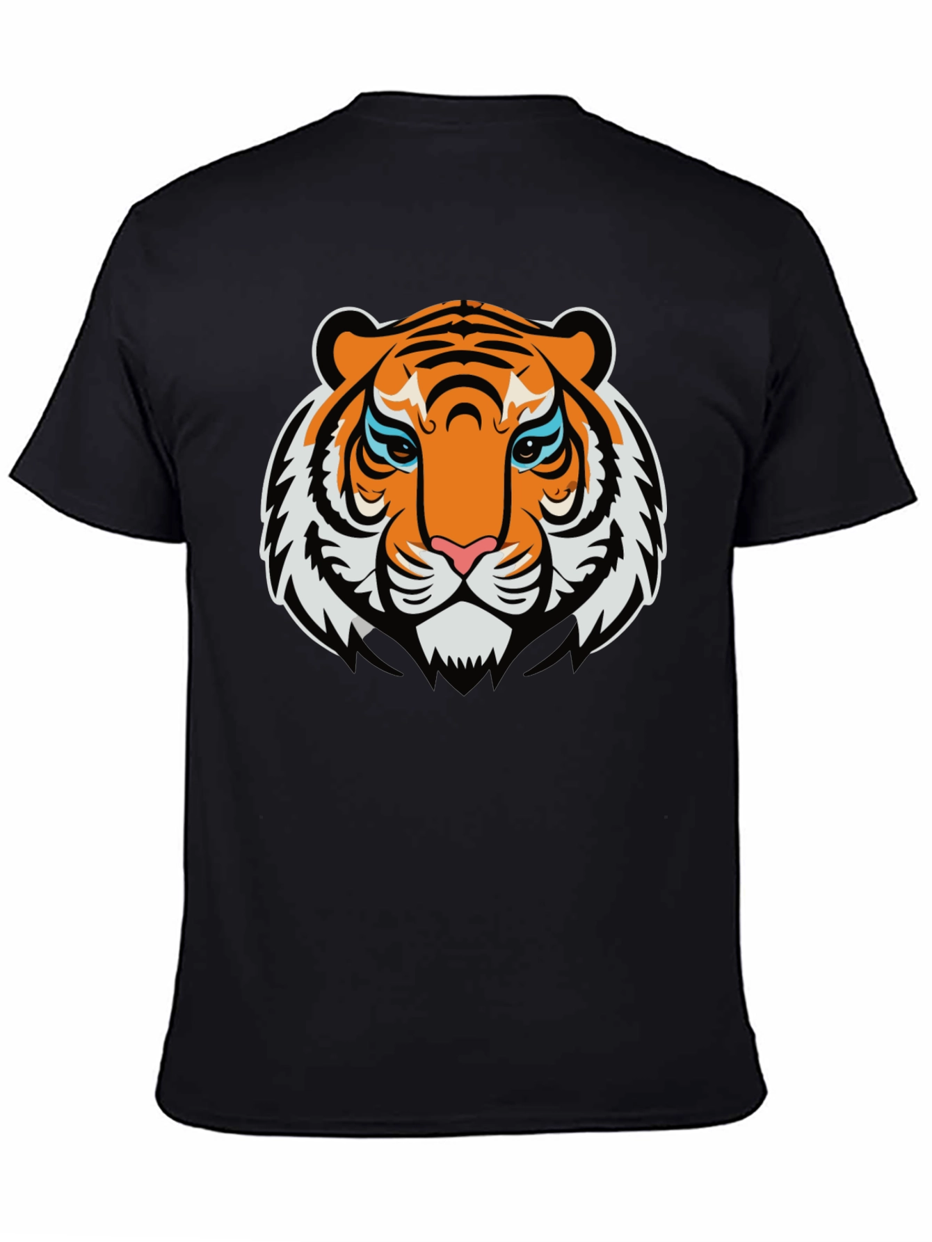 Bold Tiger Graphic Tee - Black Cotton T-Shirt