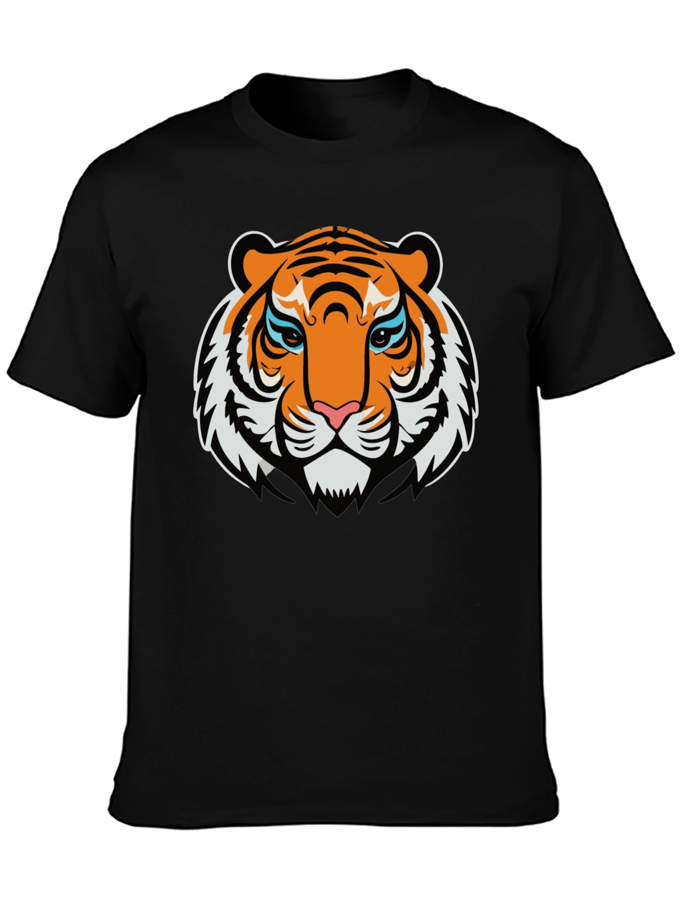 Bold Tiger Graphic Tee - Black Cotton T-Shirt
