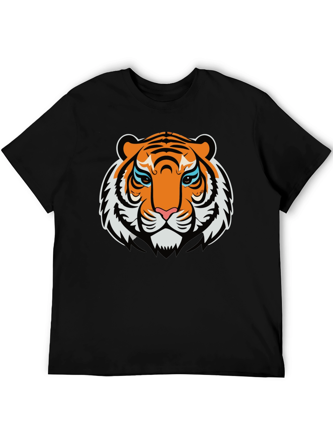 Bold Tiger Graphic Tee - Black Cotton T-Shirt