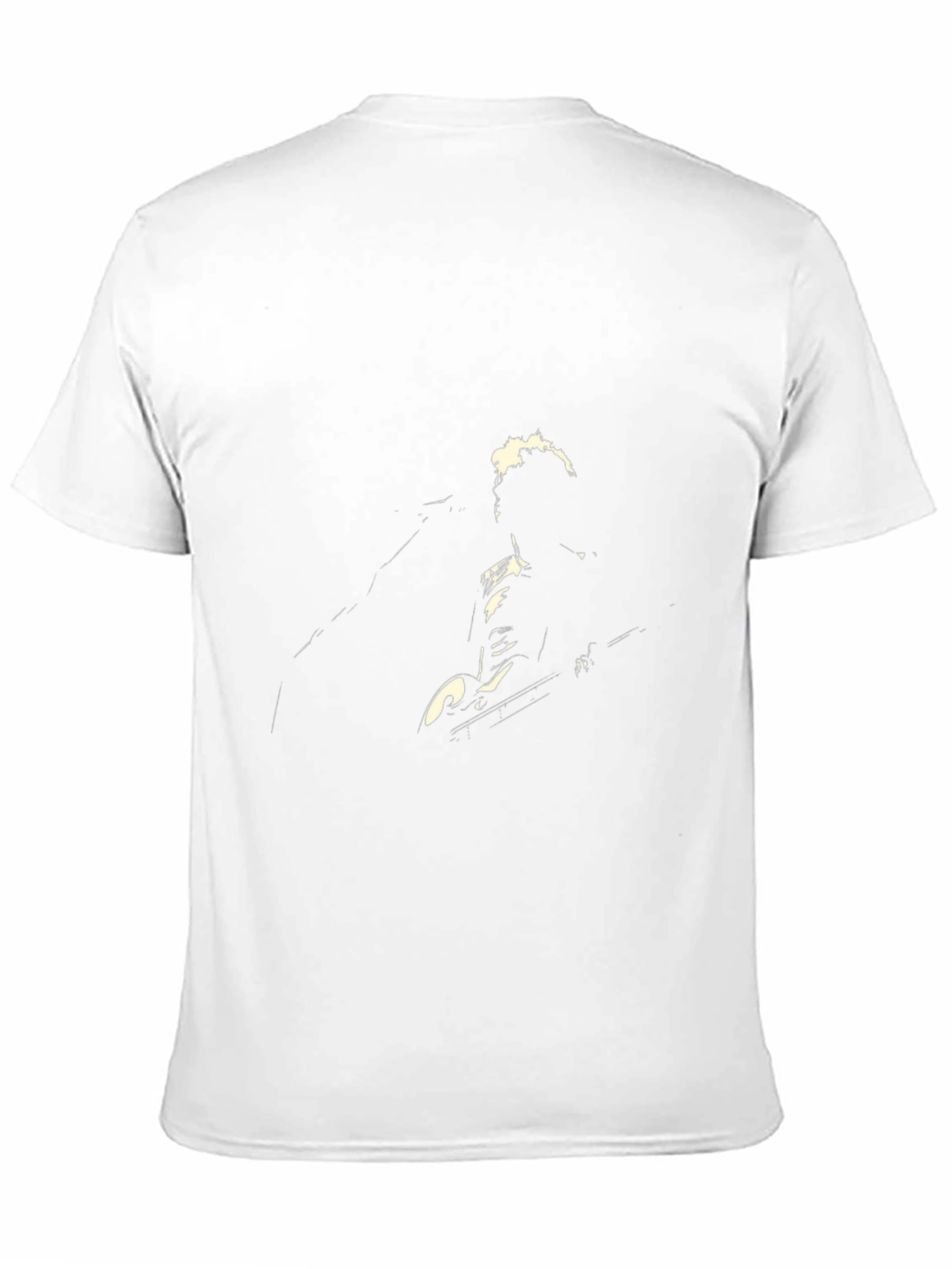 Black T-Shirt with Musician Silhouette Graphic
