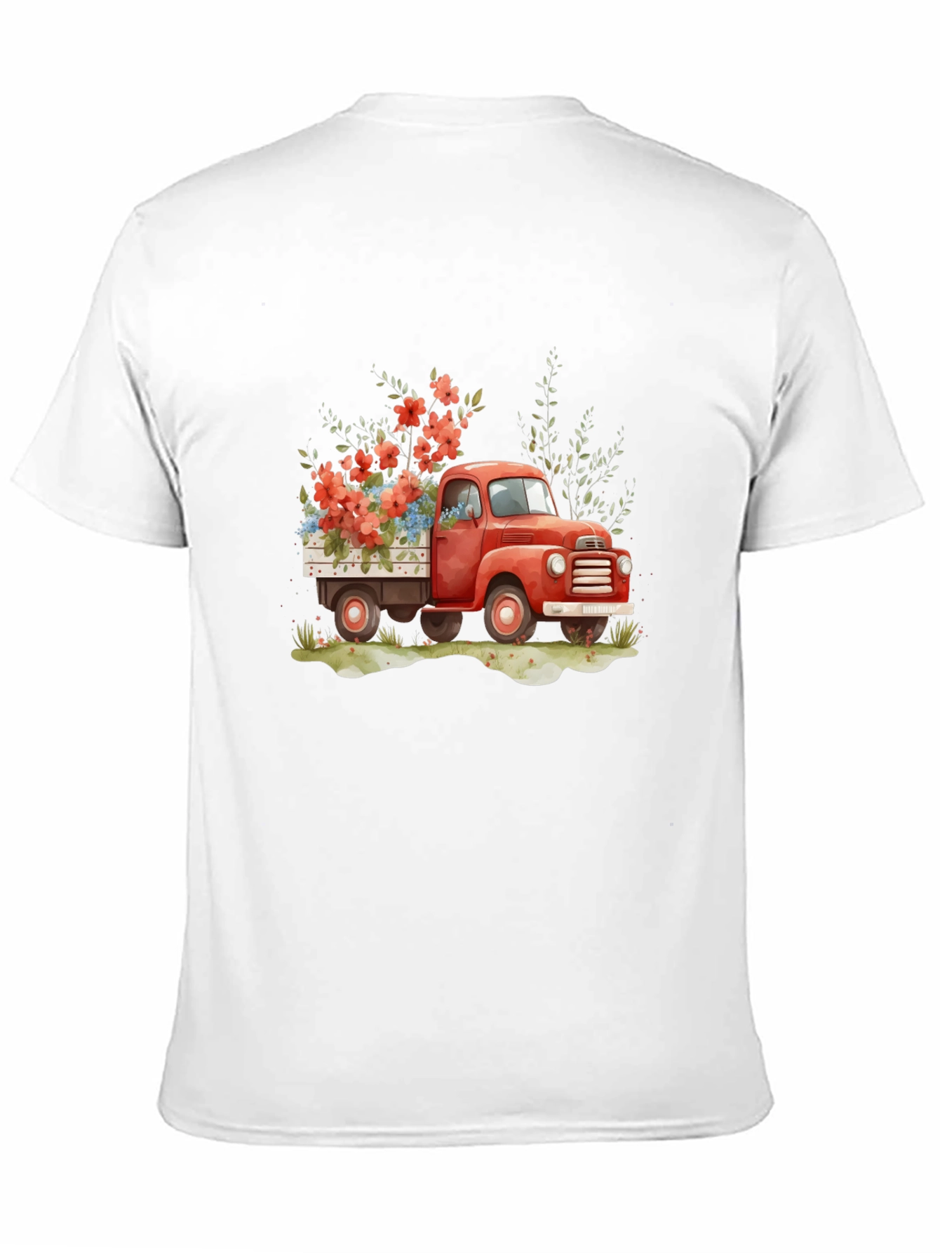 Red Truck with Flowers Graphic Tee