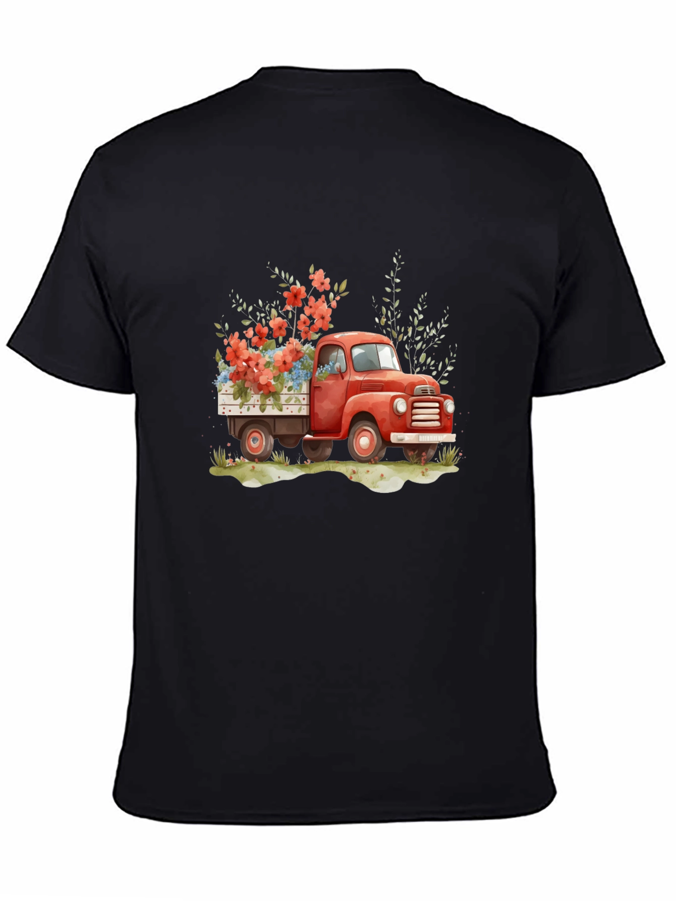 Red Truck with Flowers Graphic Tee