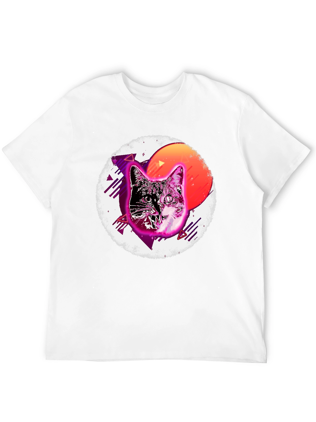 Retro Cat Graphic T-Shirt - Mens Black Tee