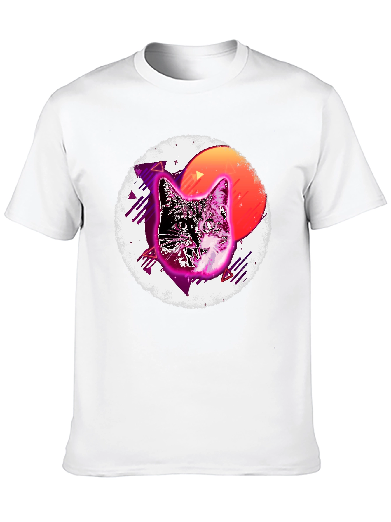 Retro Cat Graphic T-Shirt - Mens Black Tee