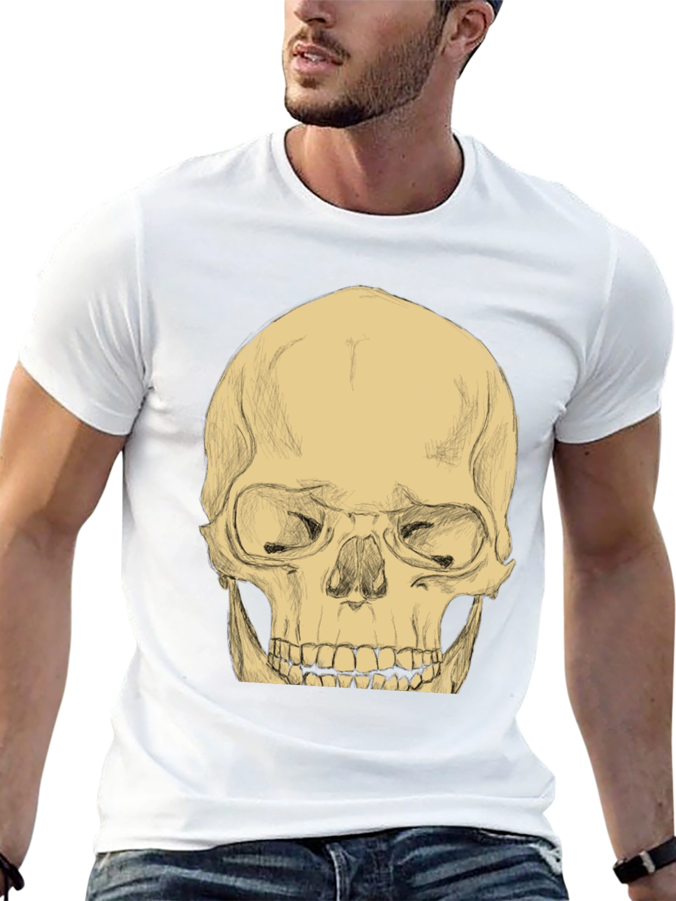 Skull Graphic Tee - Mens Casual Black T-Shirt