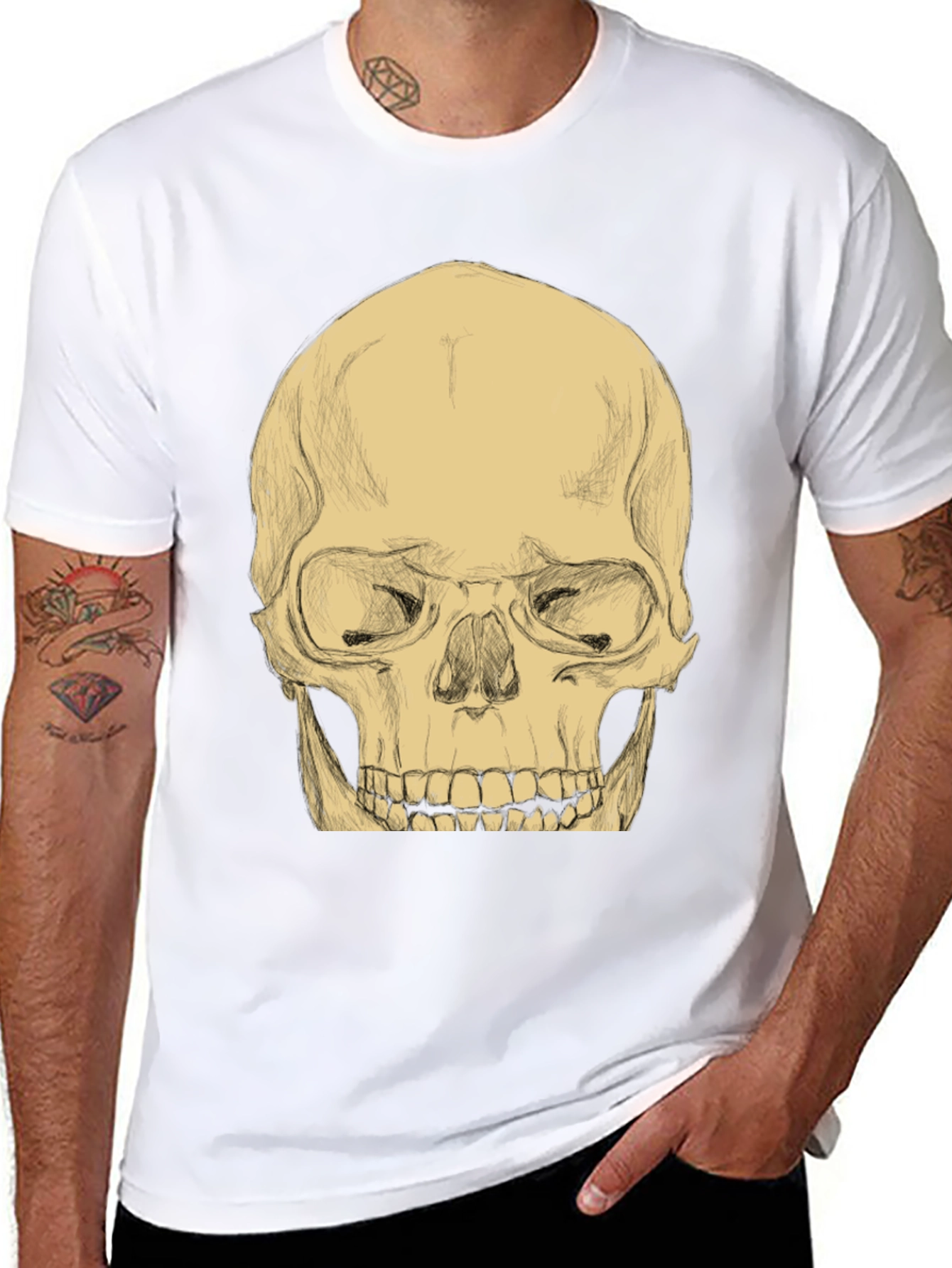 Skull Graphic Tee - Mens Casual Black T-Shirt