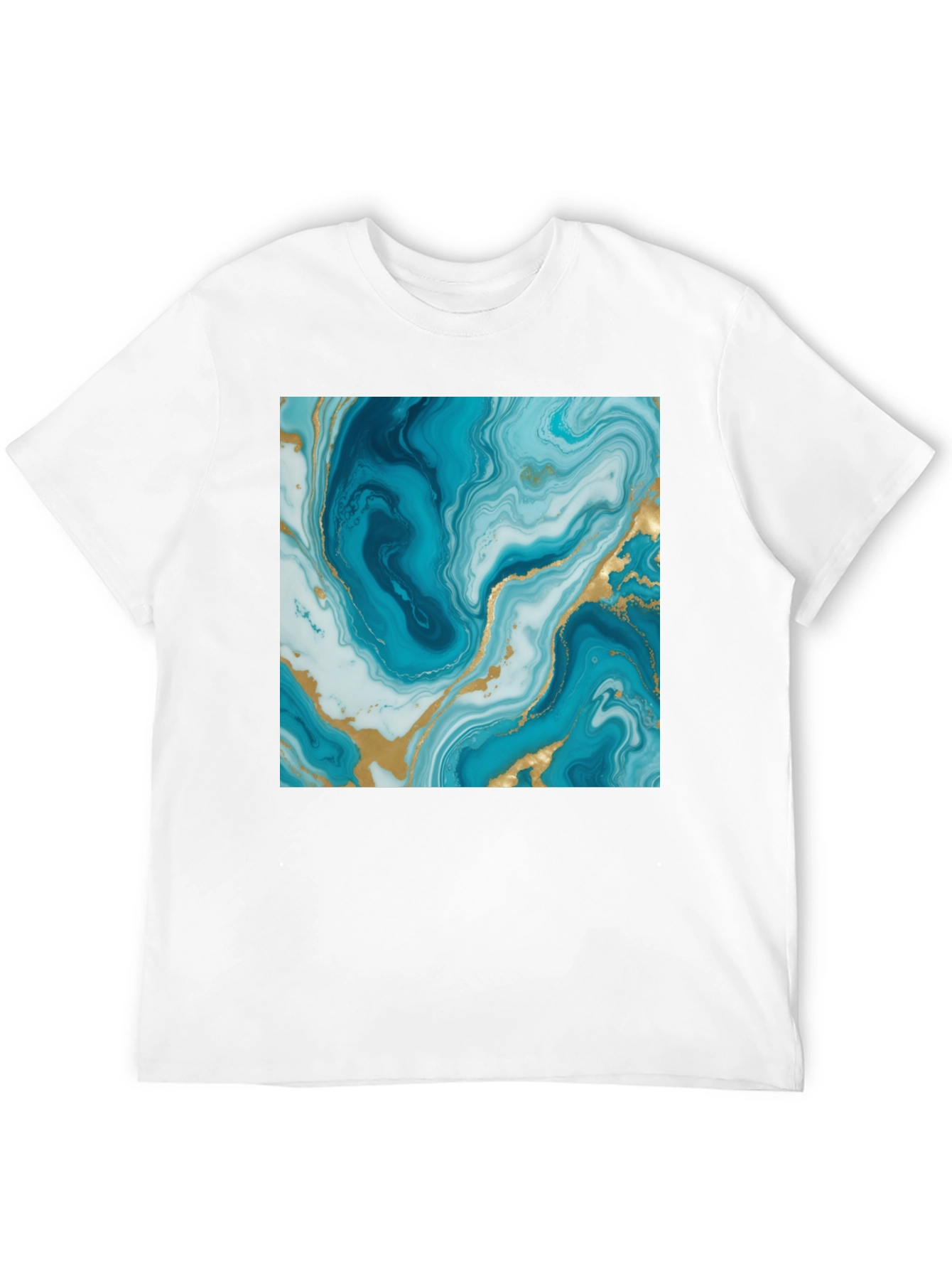 Blue Marble Swirl Graphic Tee - Modern Art Shirt